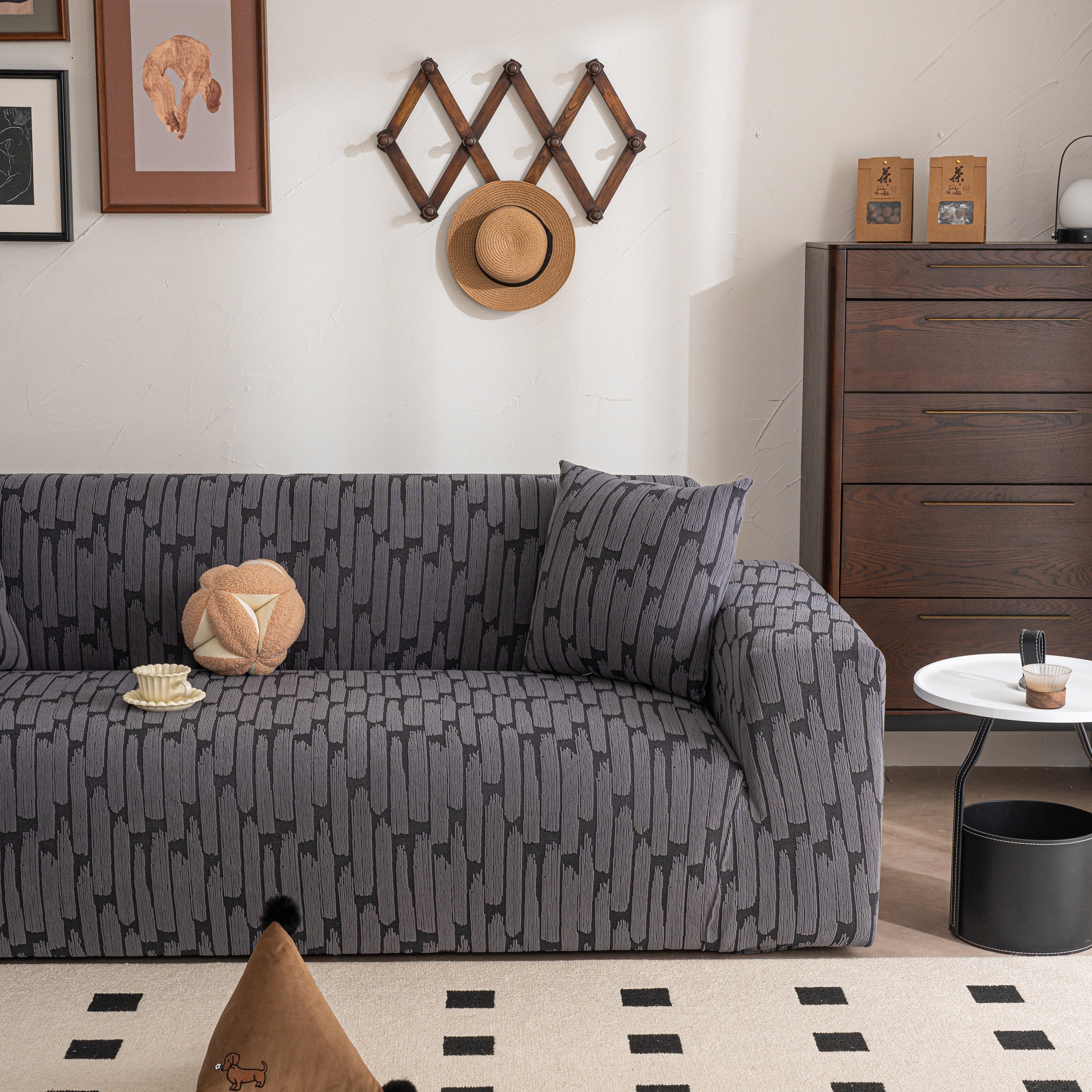 Plush Fleece Stretch Sofa Cover, Super Soft Textured Geometric Couch Slipcover - Image 18