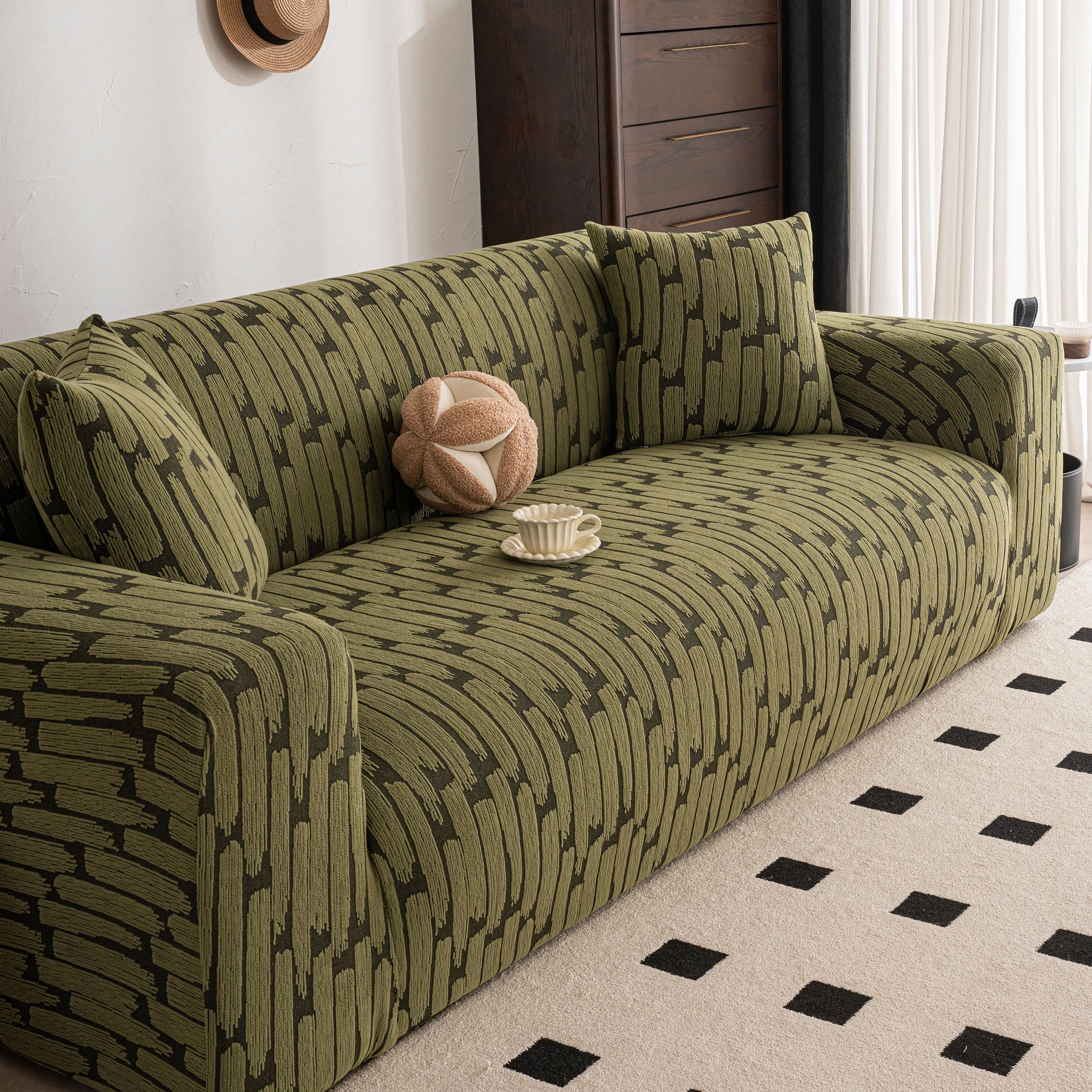 Plush Fleece Stretch Sofa Cover, Super Soft Textured Geometric Couch Slipcover - Image 19