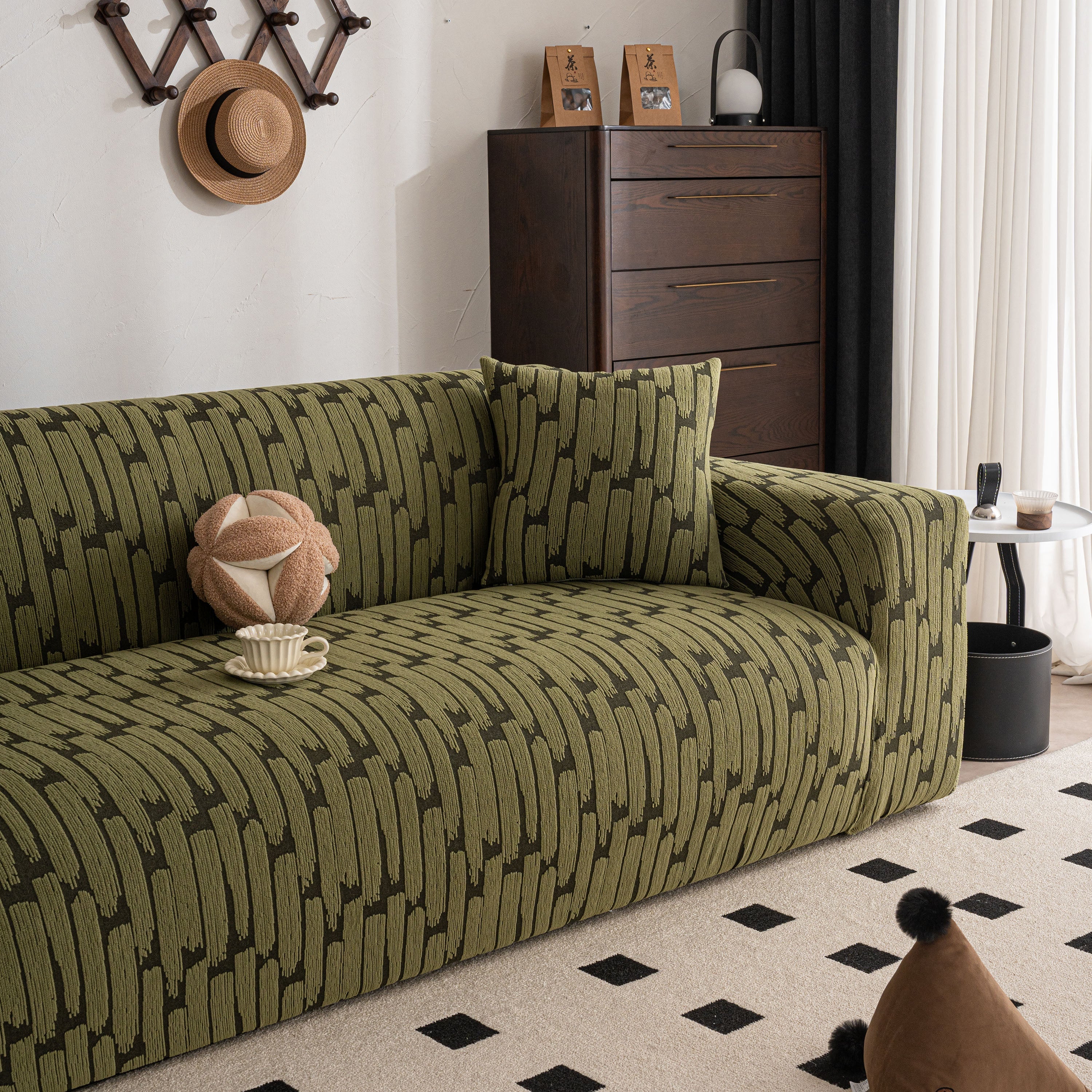 Plush Fleece Stretch Sofa Cover, Super Soft Textured Geometric Couch Slipcover - Image 21