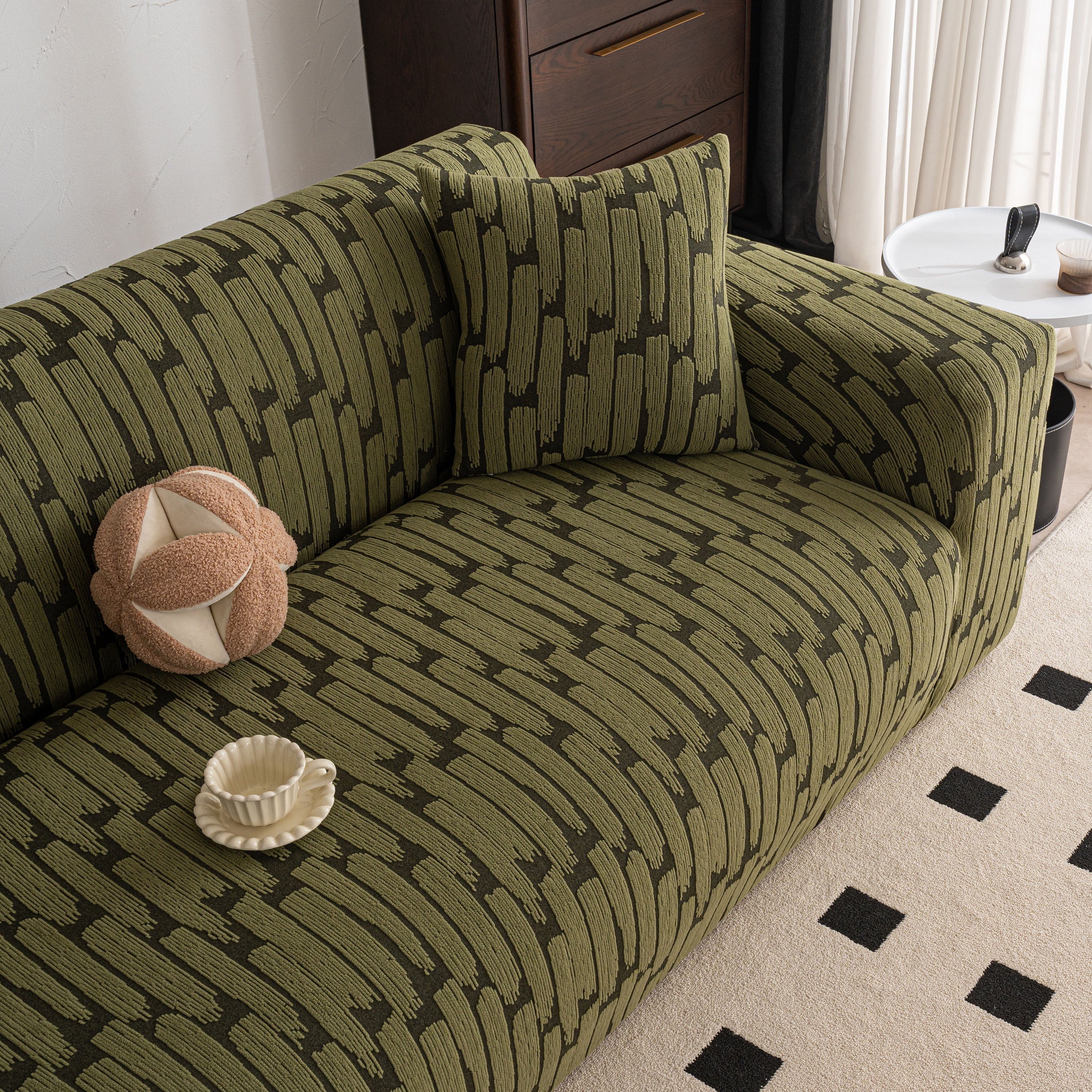 Plush Fleece Stretch Sofa Cover, Super Soft Textured Geometric Couch Slipcover - Image 22