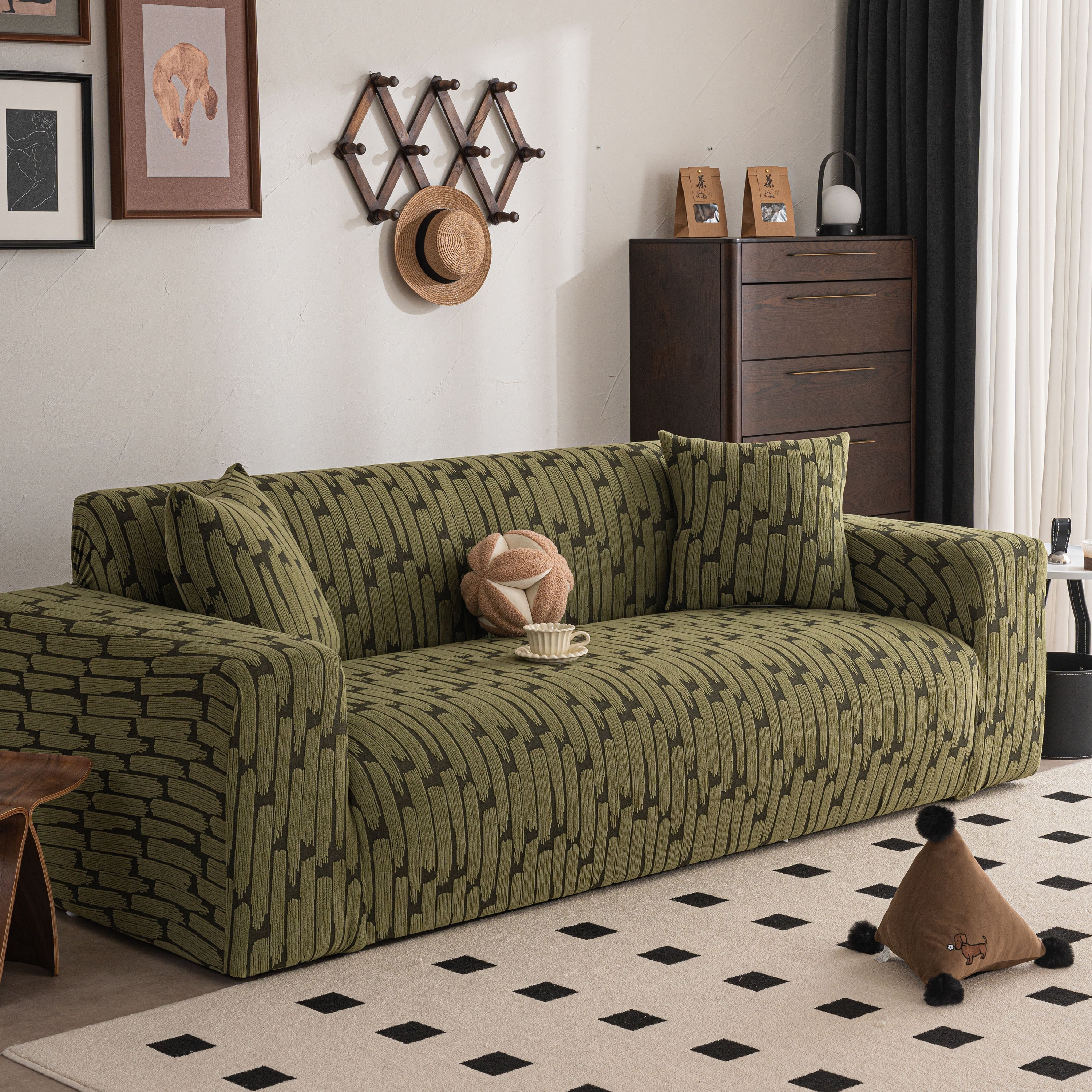 Plush Fleece Stretch Sofa Cover, Super Soft Textured Geometric Couch Slipcover - Image 23