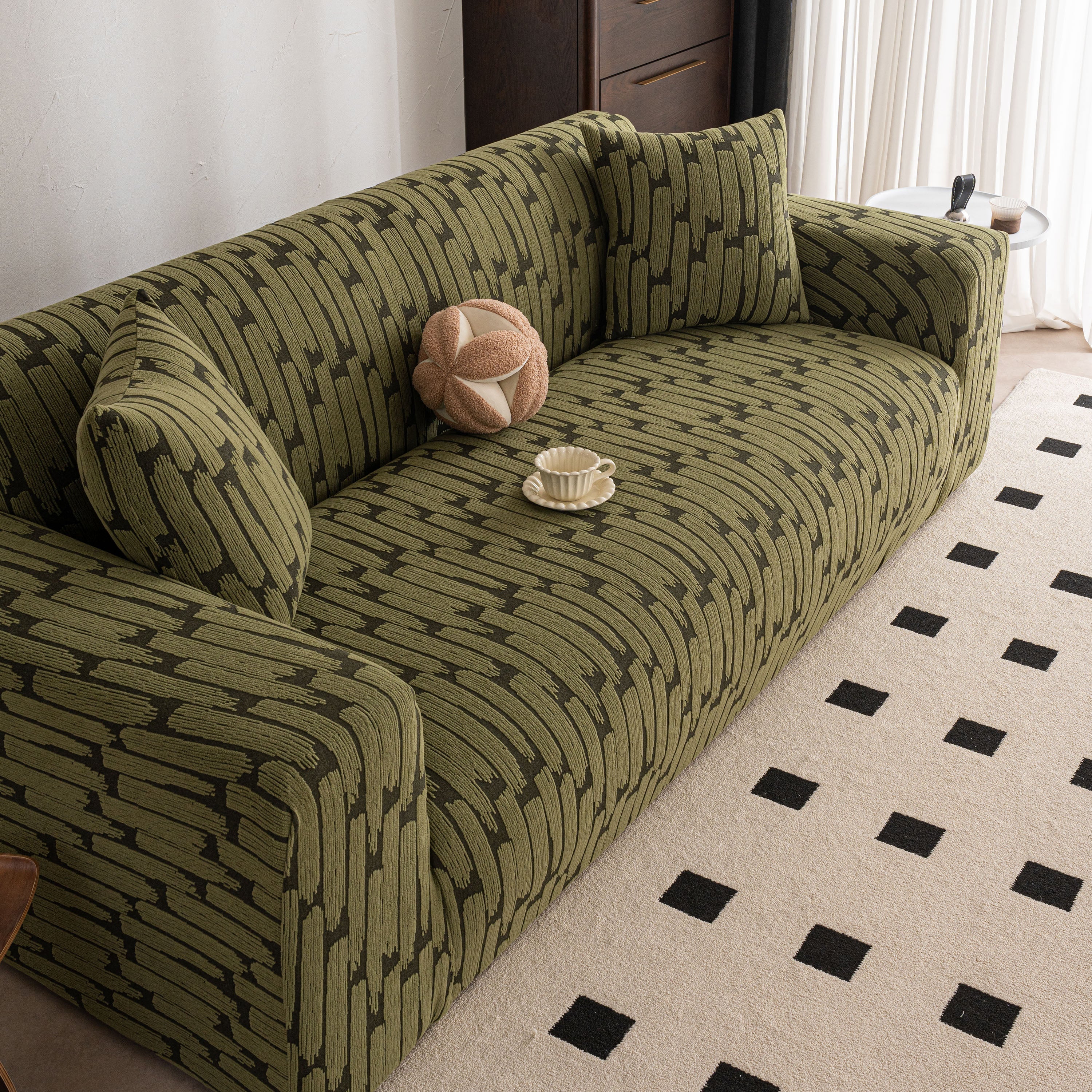 Plush Fleece Stretch Sofa Cover, Super Soft Textured Geometric Couch Slipcover - Image 24