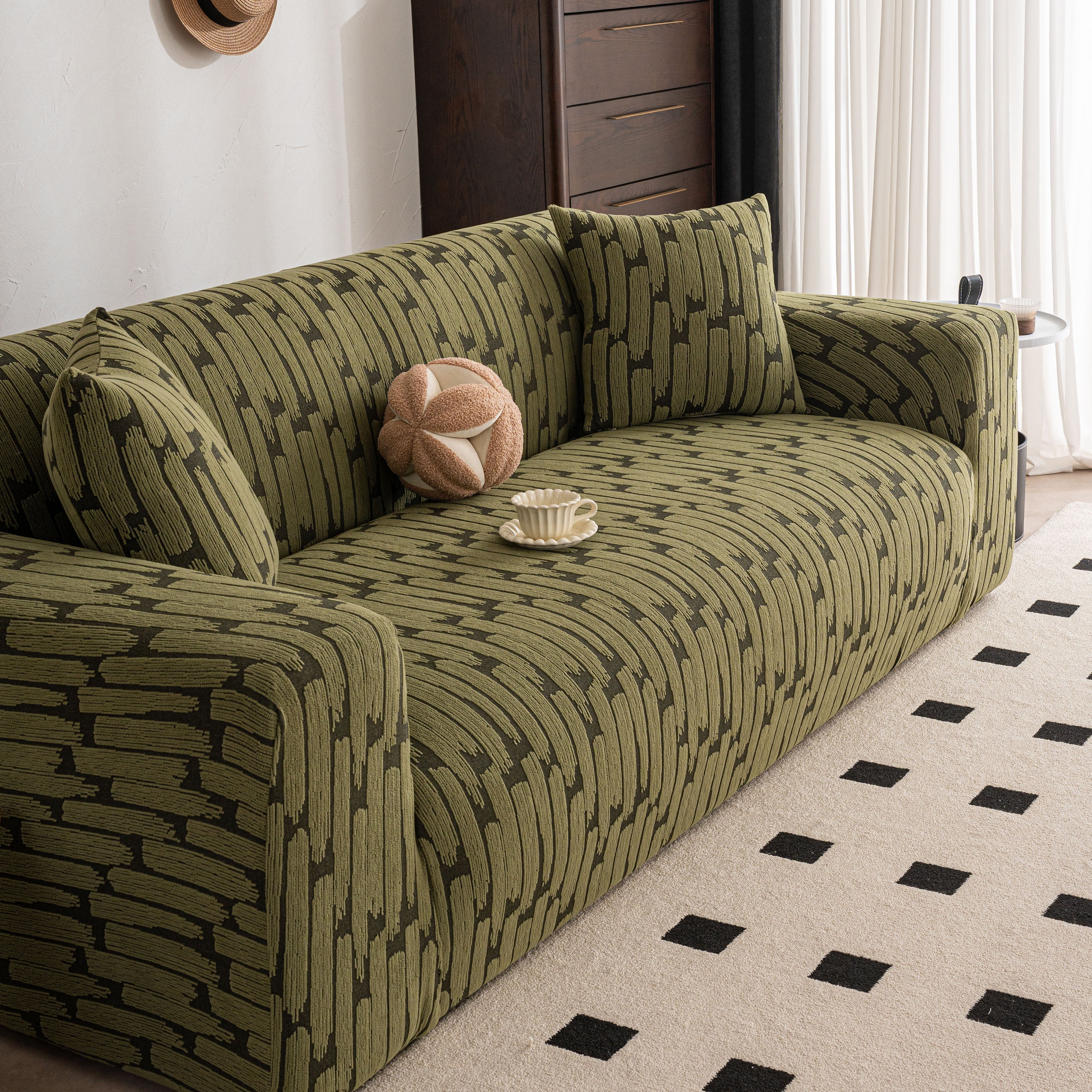 Plush Fleece Stretch Sofa Cover, Super Soft Textured Geometric Couch Slipcover - Image 29