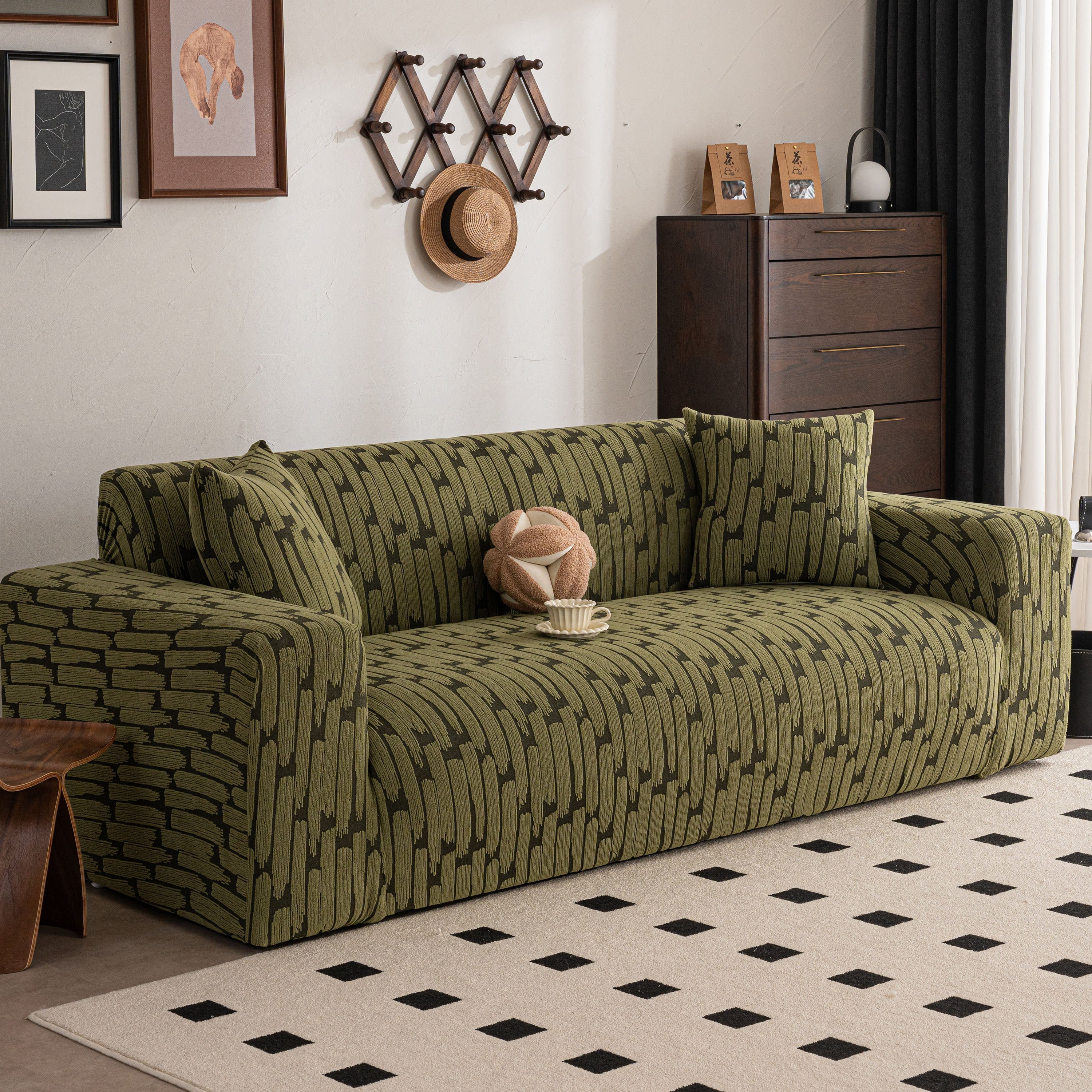 Plush Fleece Stretch Sofa Cover, Super Soft Textured Geometric Couch Slipcover - Image 30