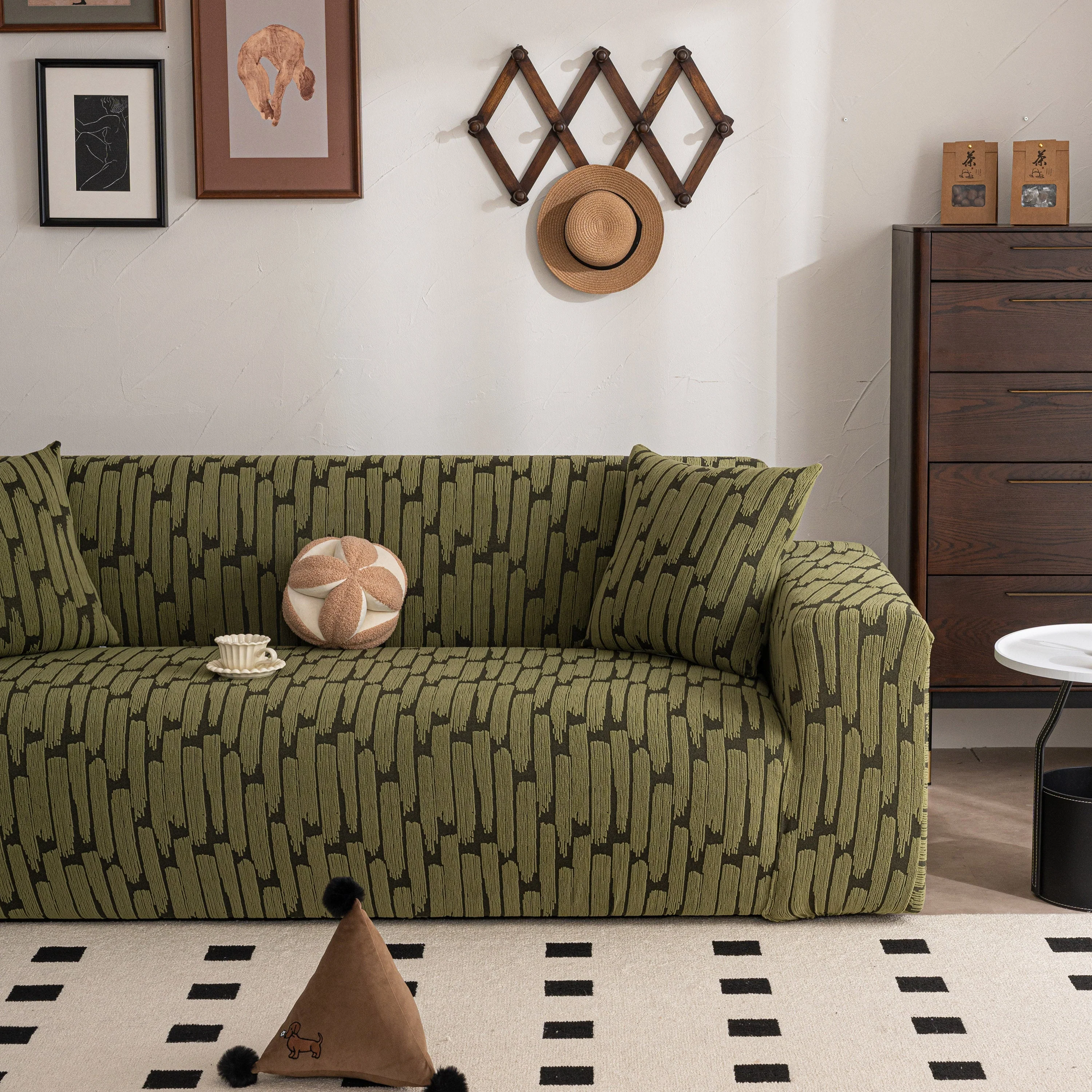 Plush Fleece Stretch Sofa Cover, Super Soft Textured Geometric Couch Slipcover - Image 39