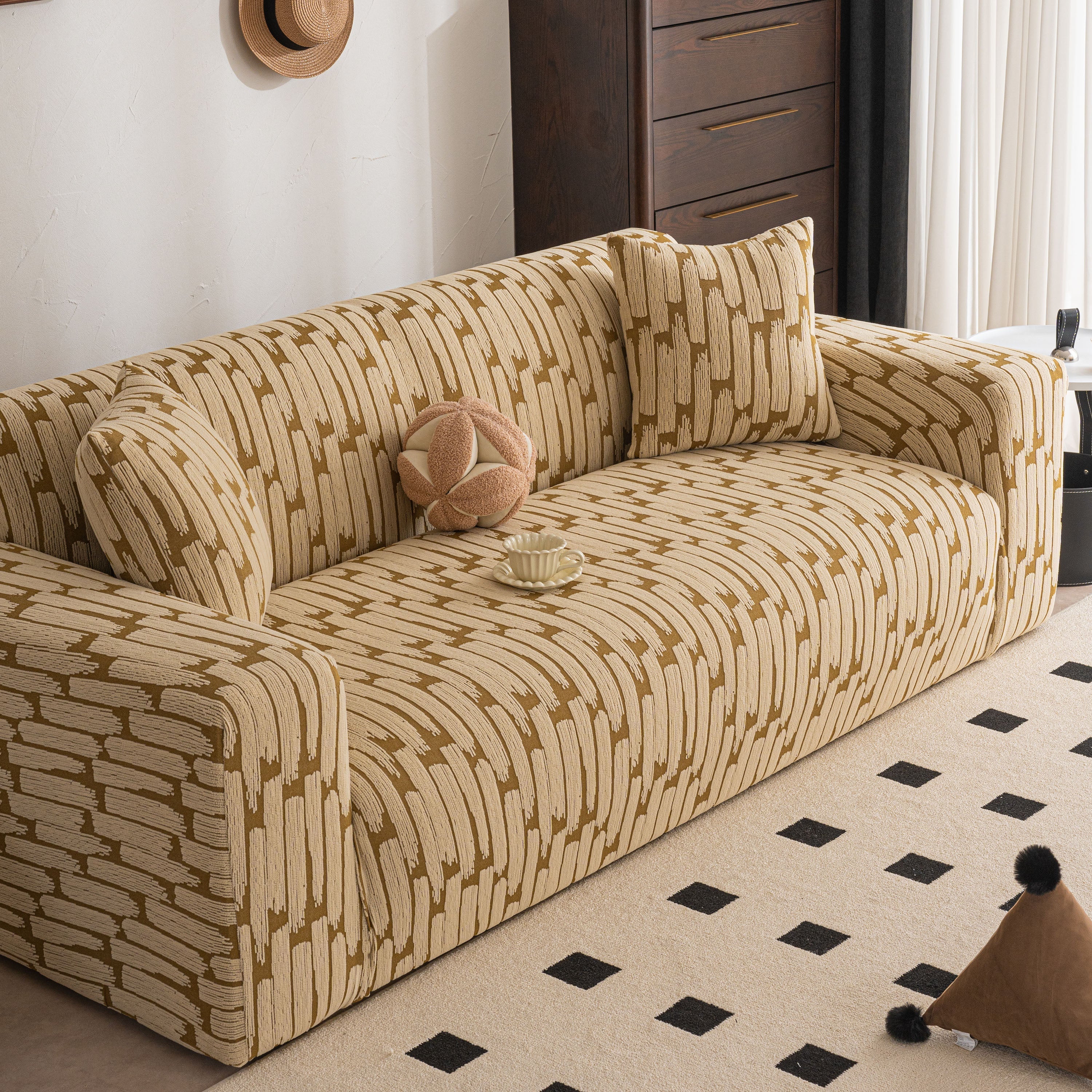 Plush Fleece Stretch Sofa Cover, Super Soft Textured Geometric Couch Slipcover - Image 40