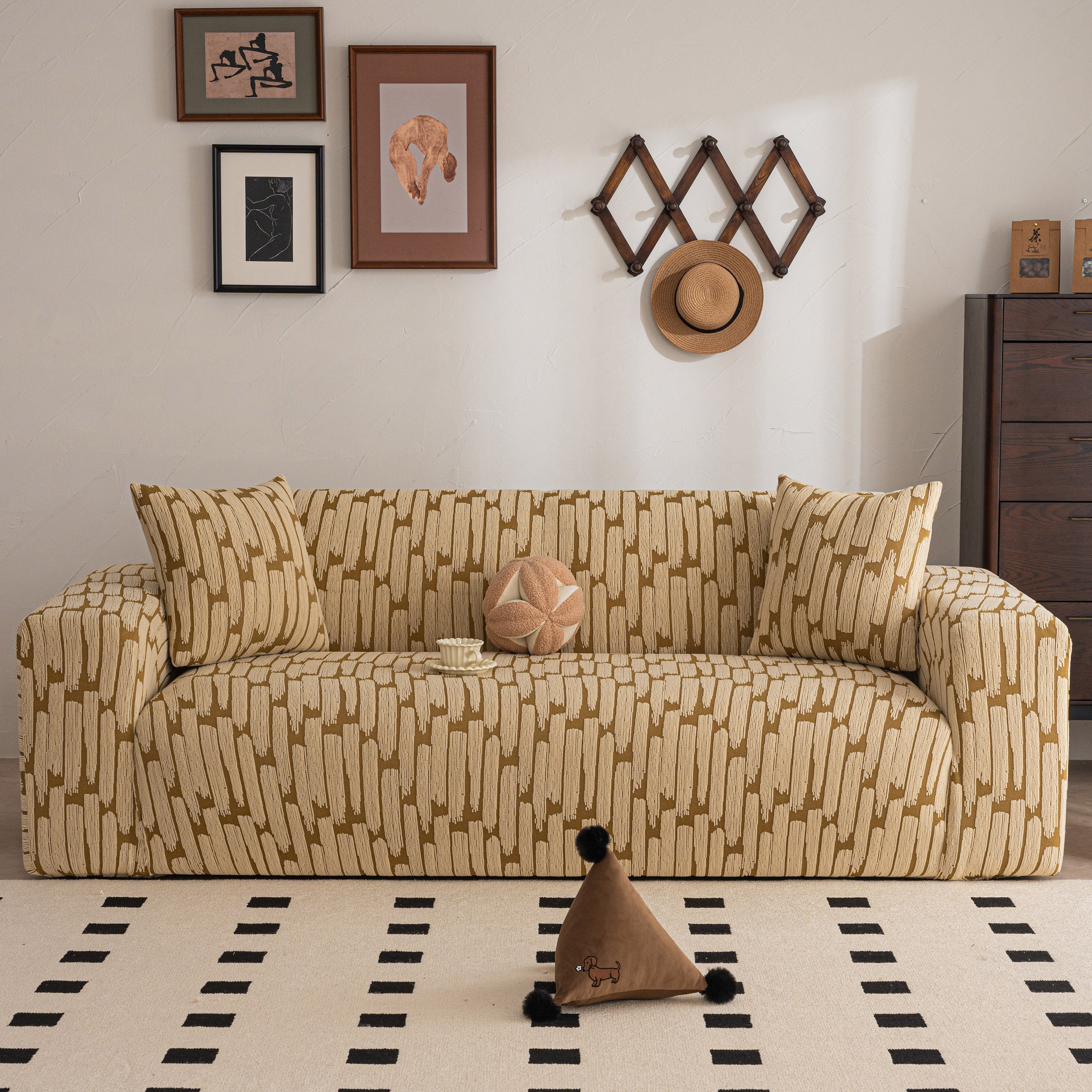 Plush Fleece Stretch Sofa Cover, Super Soft Textured Geometric Couch Slipcover - Image 41