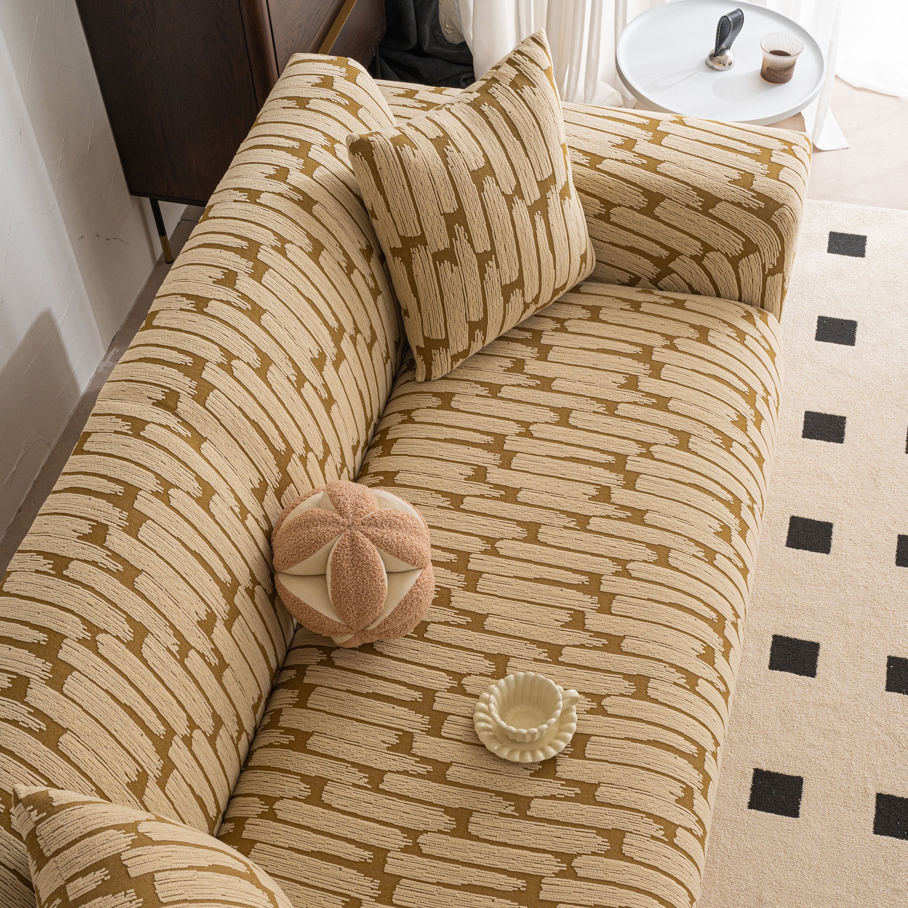 Plush Fleece Stretch Sofa Cover, Super Soft Textured Geometric Couch Slipcover - Image 48