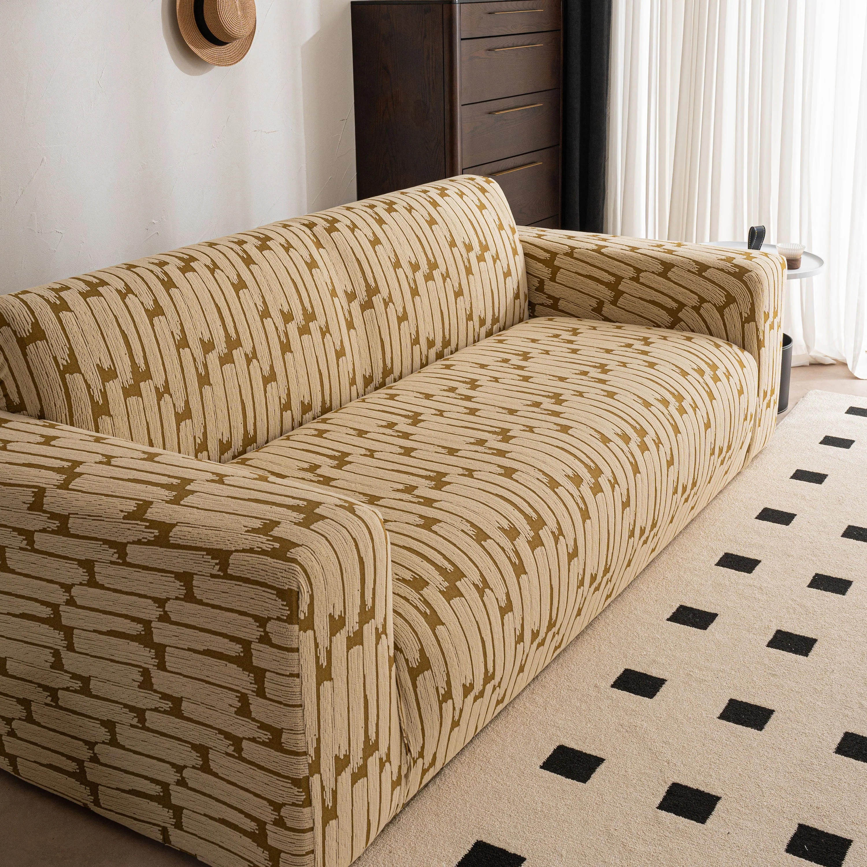 Plush Fleece Stretch Sofa Cover, Super Soft Textured Geometric Couch Slipcover - Image 54