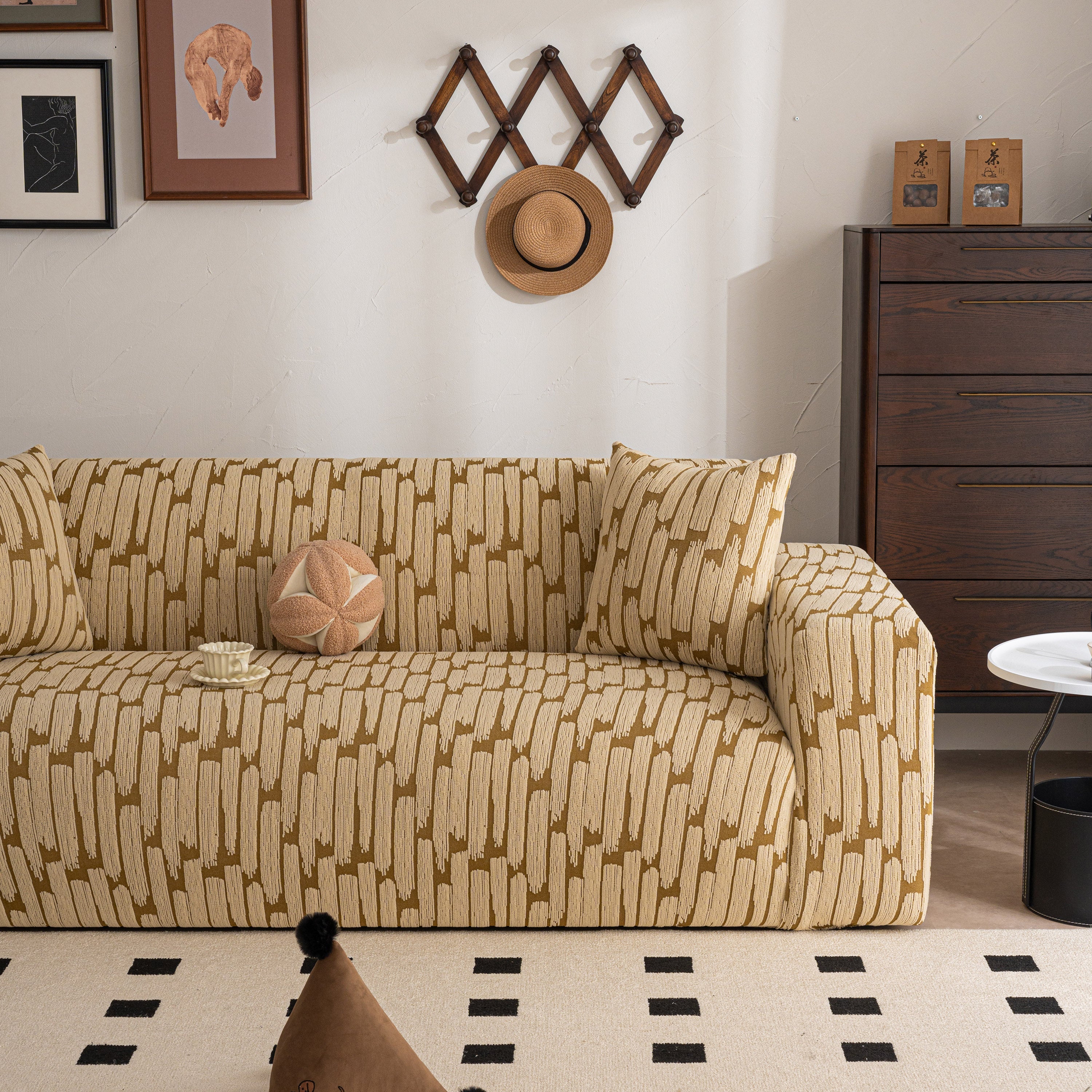 Plush Fleece Stretch Sofa Cover, Super Soft Textured Geometric Couch Slipcover - Image 60