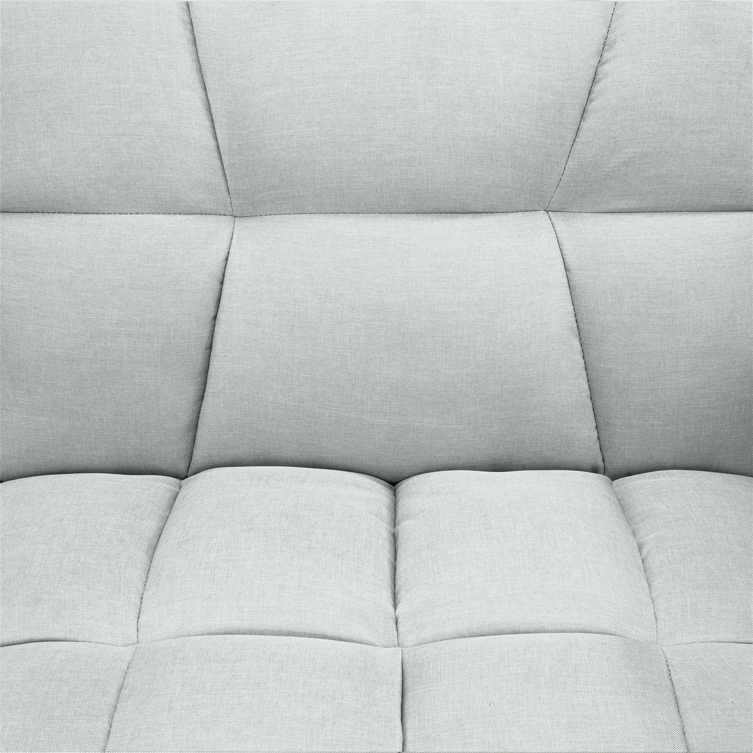 Plush Gray Split-Back Design Convertible Linen Tufted Futon w/ 2 Pillows - Image 5