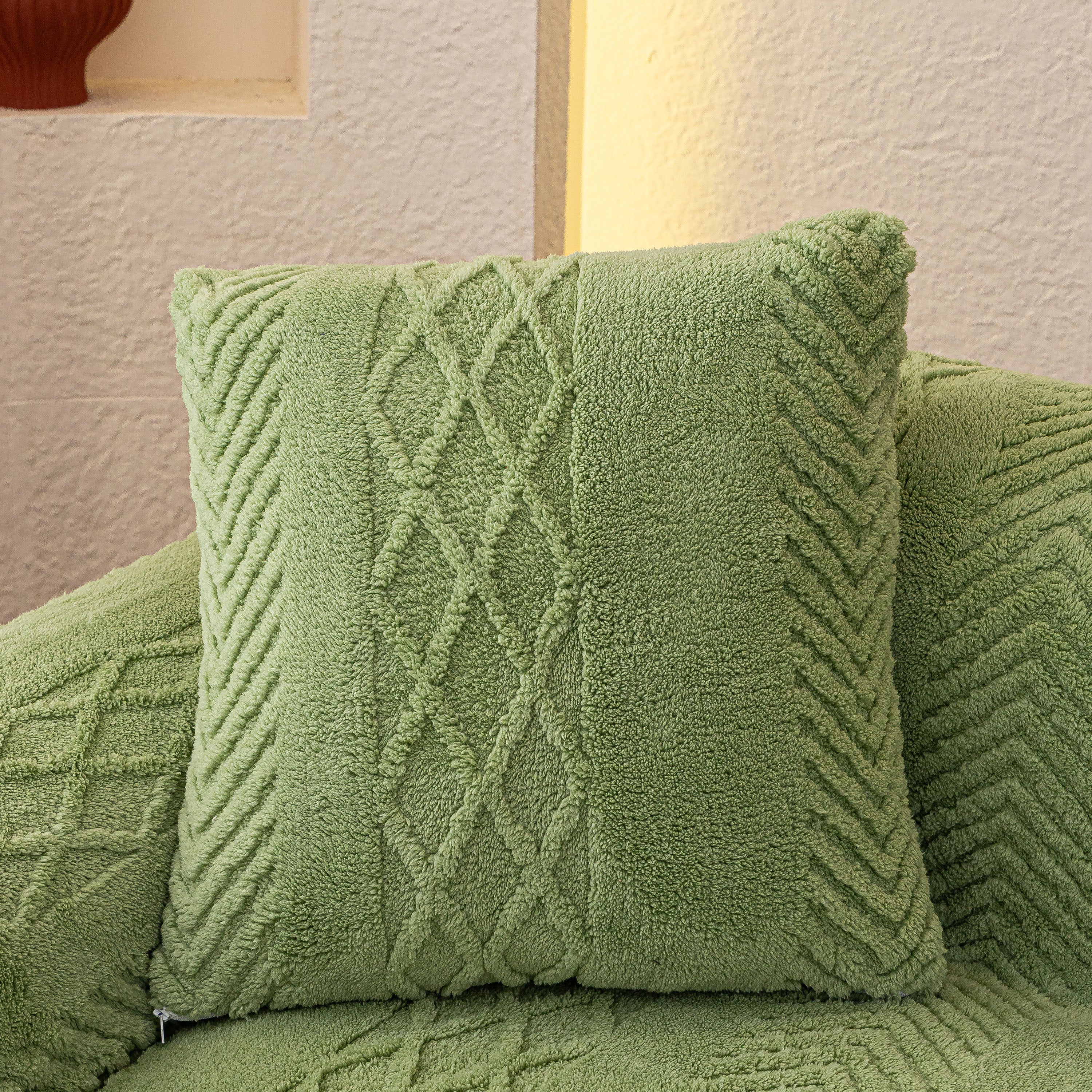 Plush Fleece Sofa Cover with 3D Cable Knit Texture Soft Cozy Warm Sofa Throw Blanket - Image 17