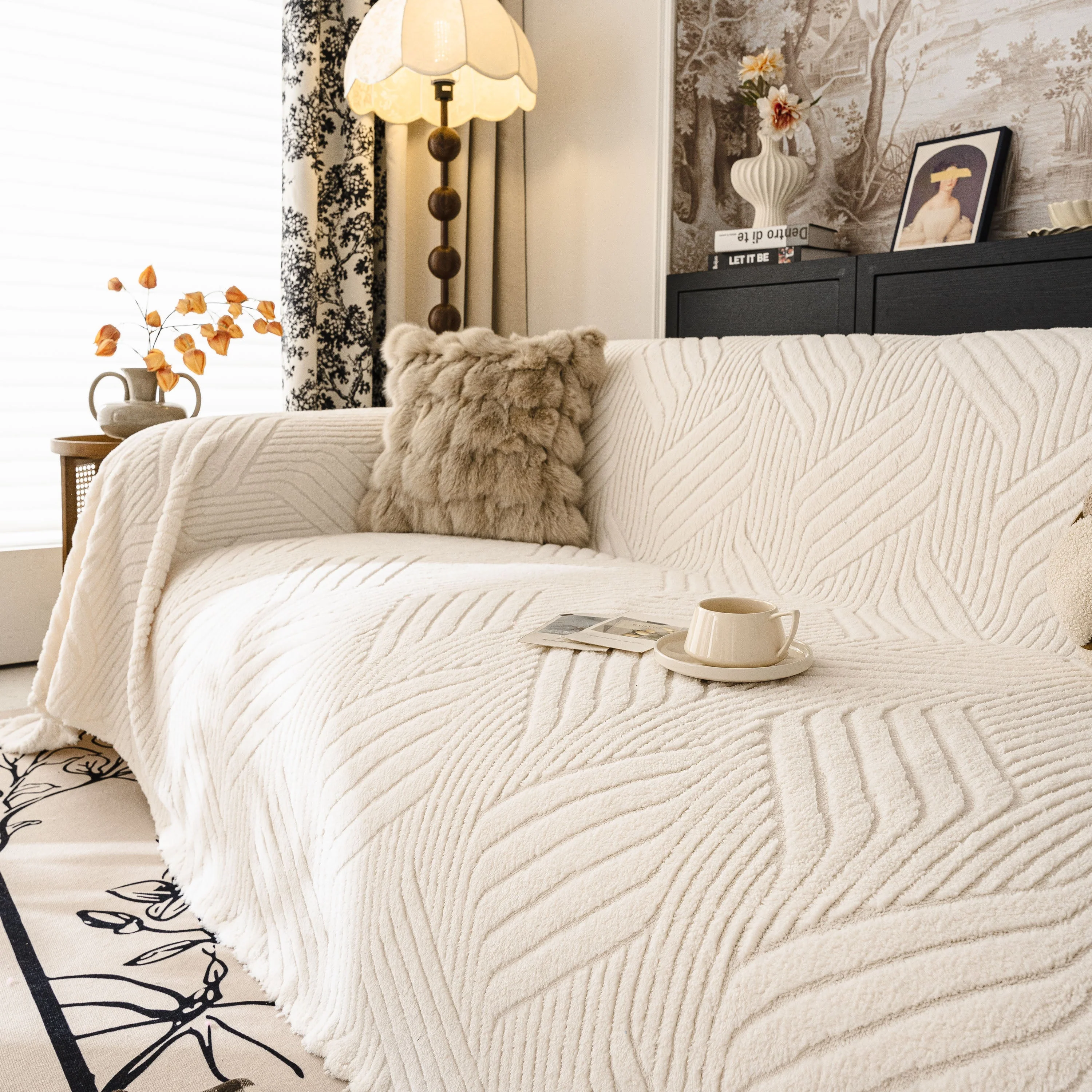 Plush Fleece Washable Sofa Throw Blanket, Soft & Cozy Furniture Protector for Couch - Image 43