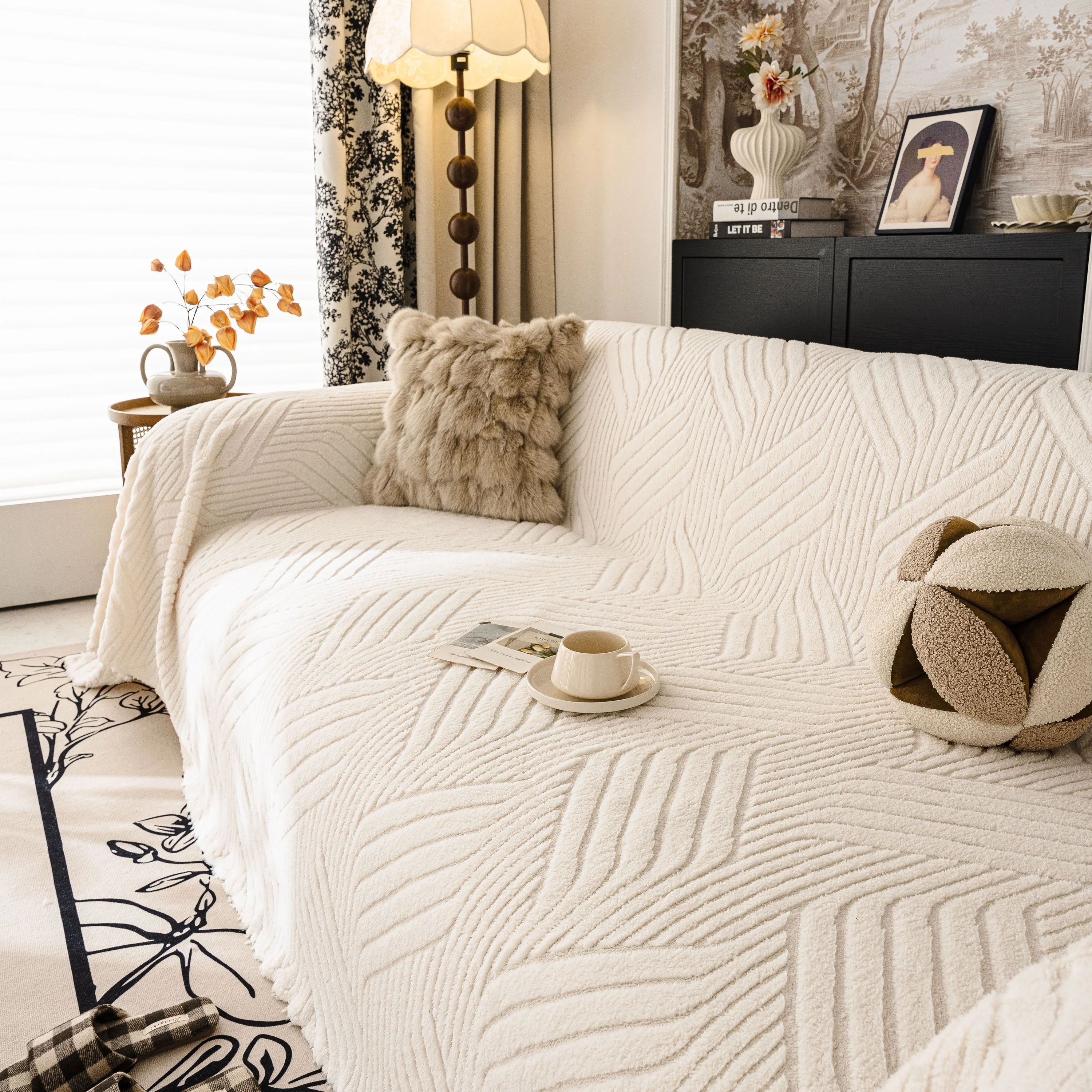 Plush Fleece Washable Sofa Throw Blanket, Soft & Cozy Furniture Protector for Couch - Image 44
