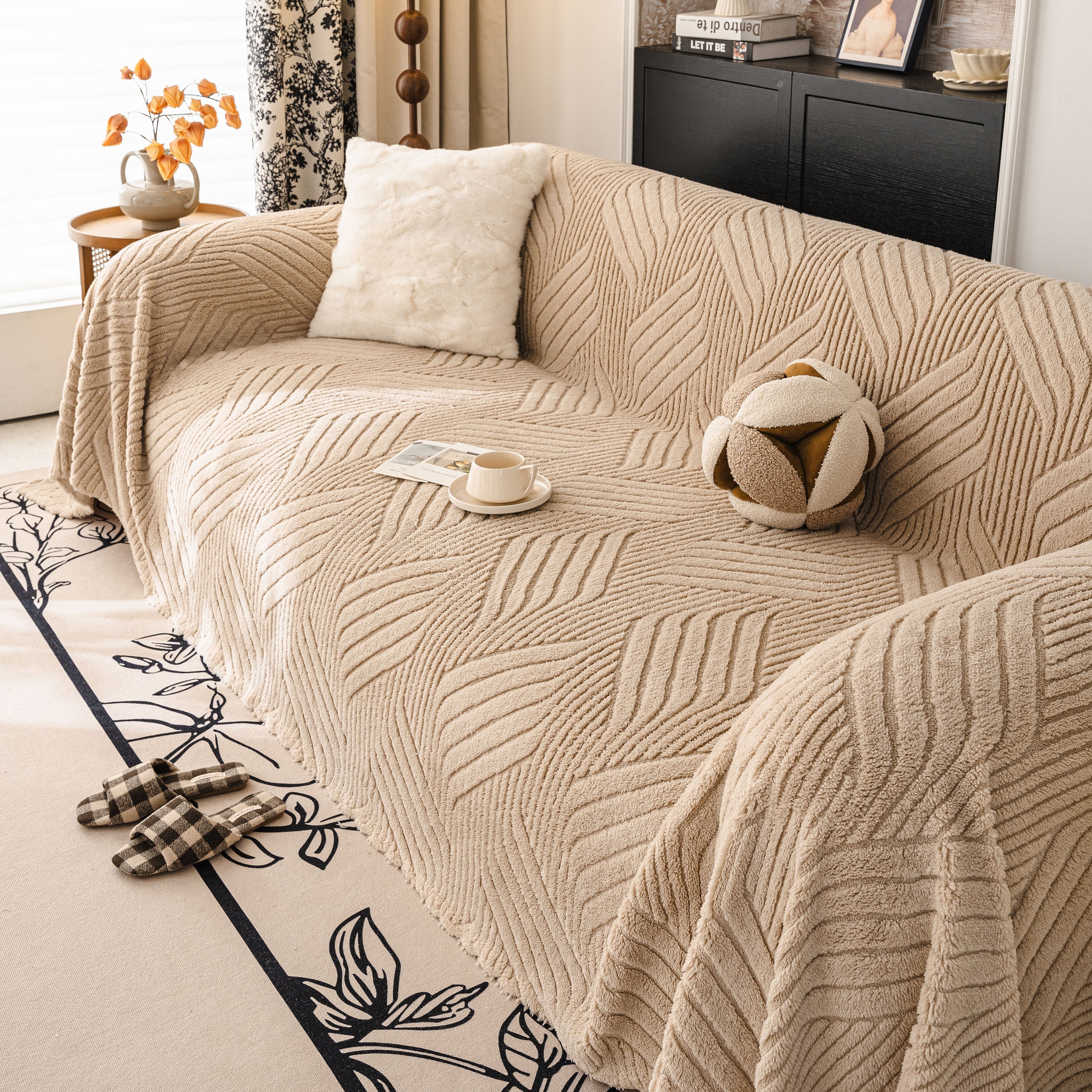 Plush Fleece Washable Sofa Throw Blanket, Soft & Cozy Furniture Protector for Couch - Image 84