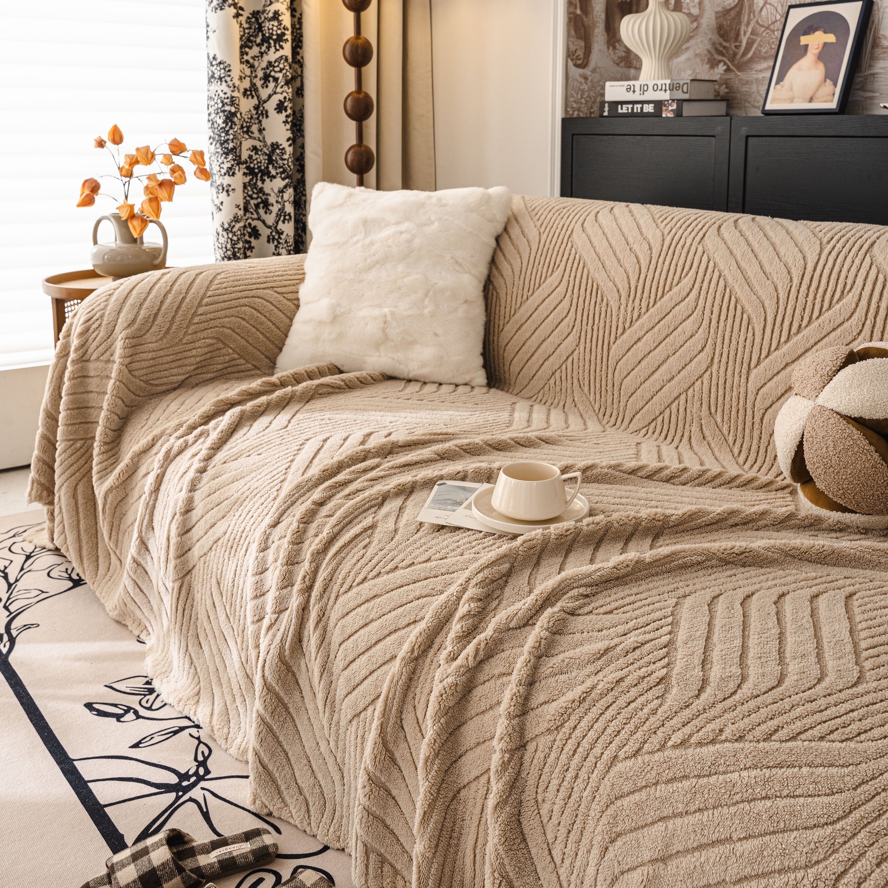Plush Fleece Washable Sofa Throw Blanket, Soft & Cozy Furniture Protector for Couch - Image 92