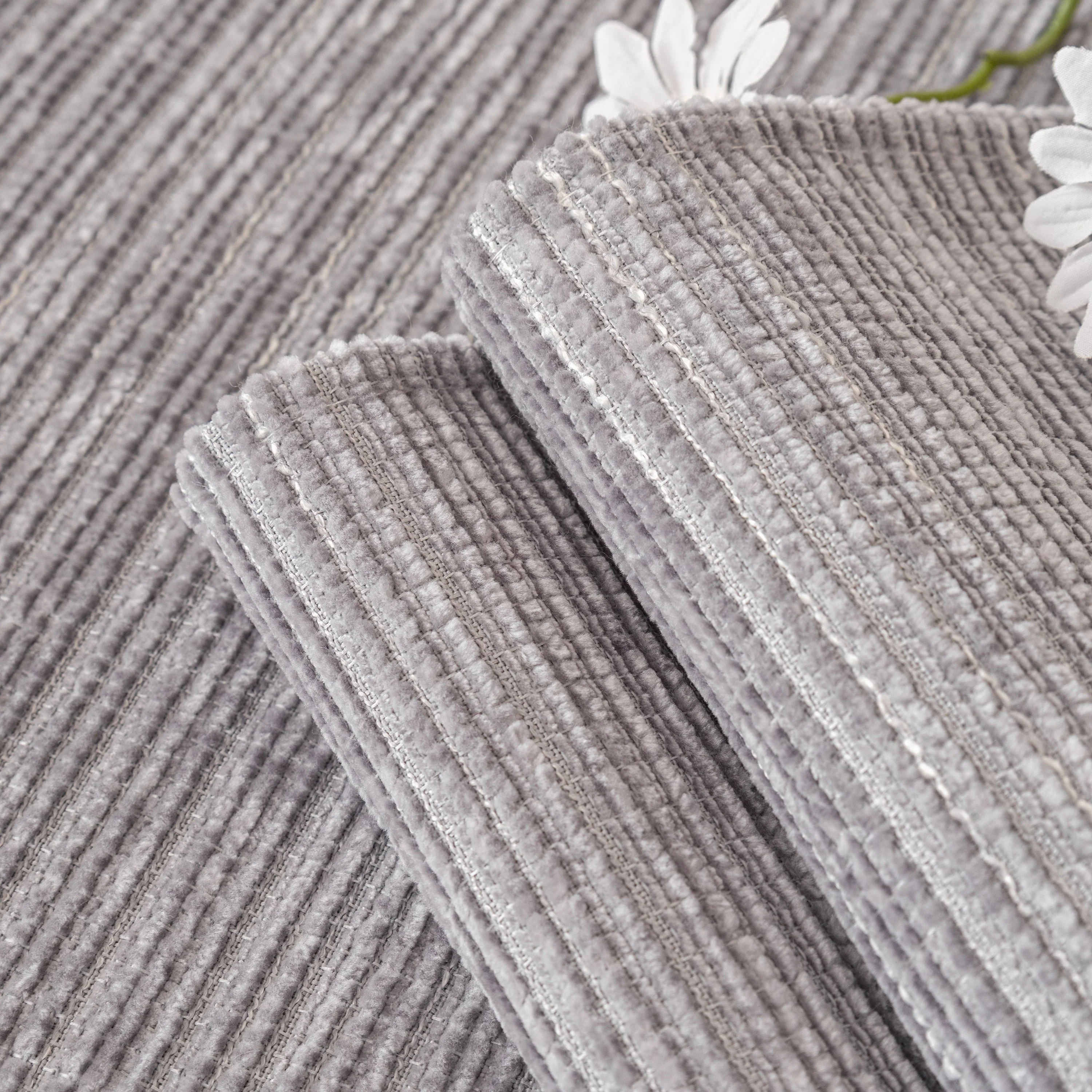 Plush Solid Color Striped L-Shaped Sofa Slipcovers, Washable Non-Slip Textured Furniture Covers - Image 20
