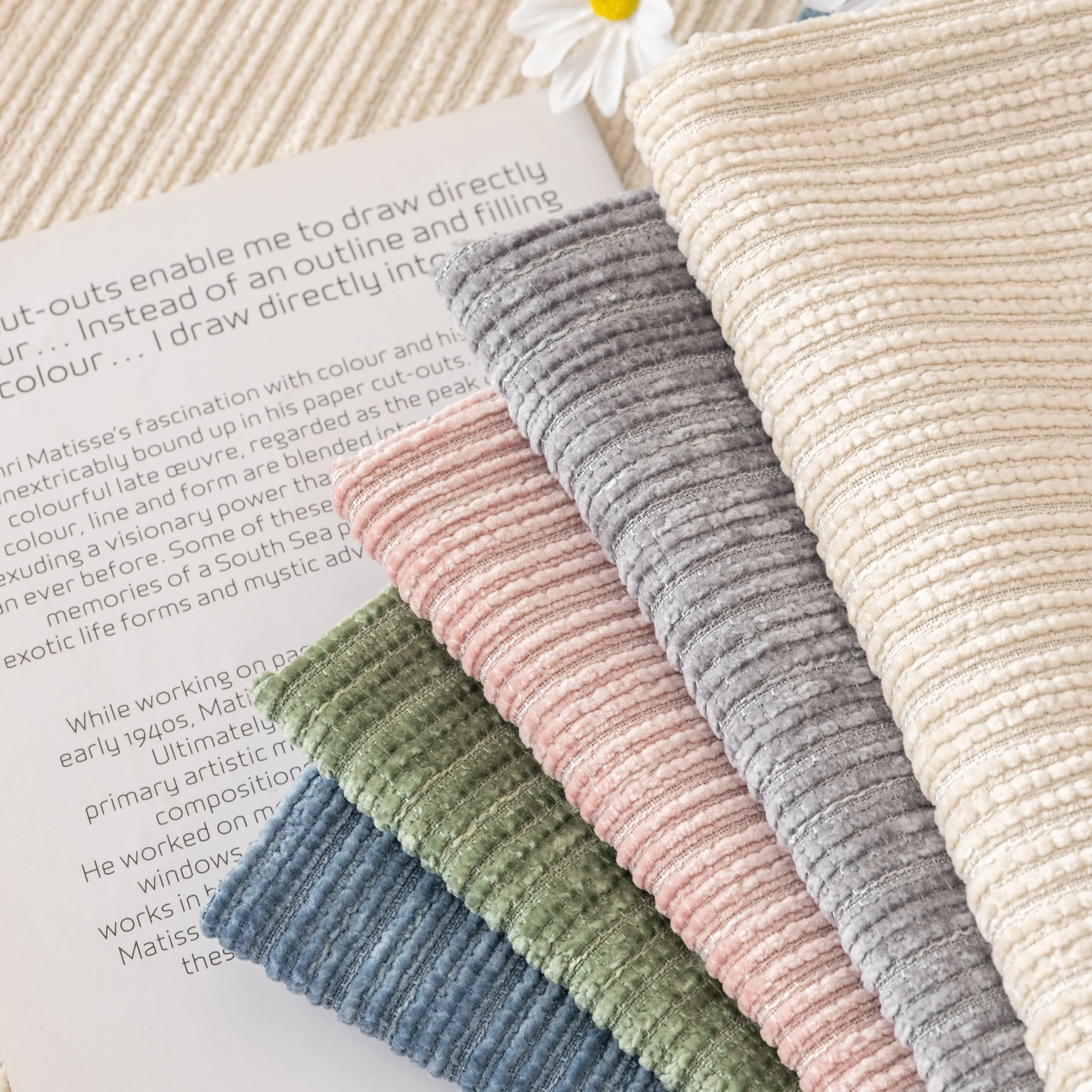 Plush Solid Color Striped L-Shaped Sofa Slipcovers, Washable Non-Slip Textured Furniture Covers - Image 3
