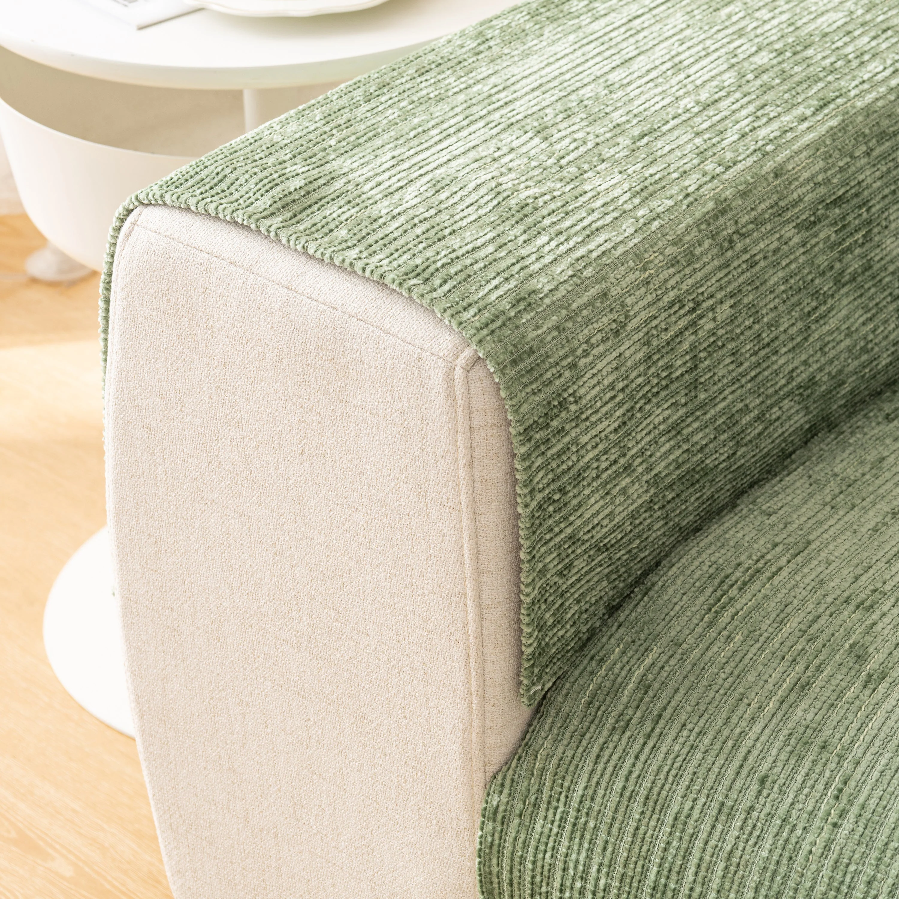 Plush Solid Color Striped L-Shaped Sofa Slipcovers, Washable Non-Slip Textured Furniture Covers - Image 32