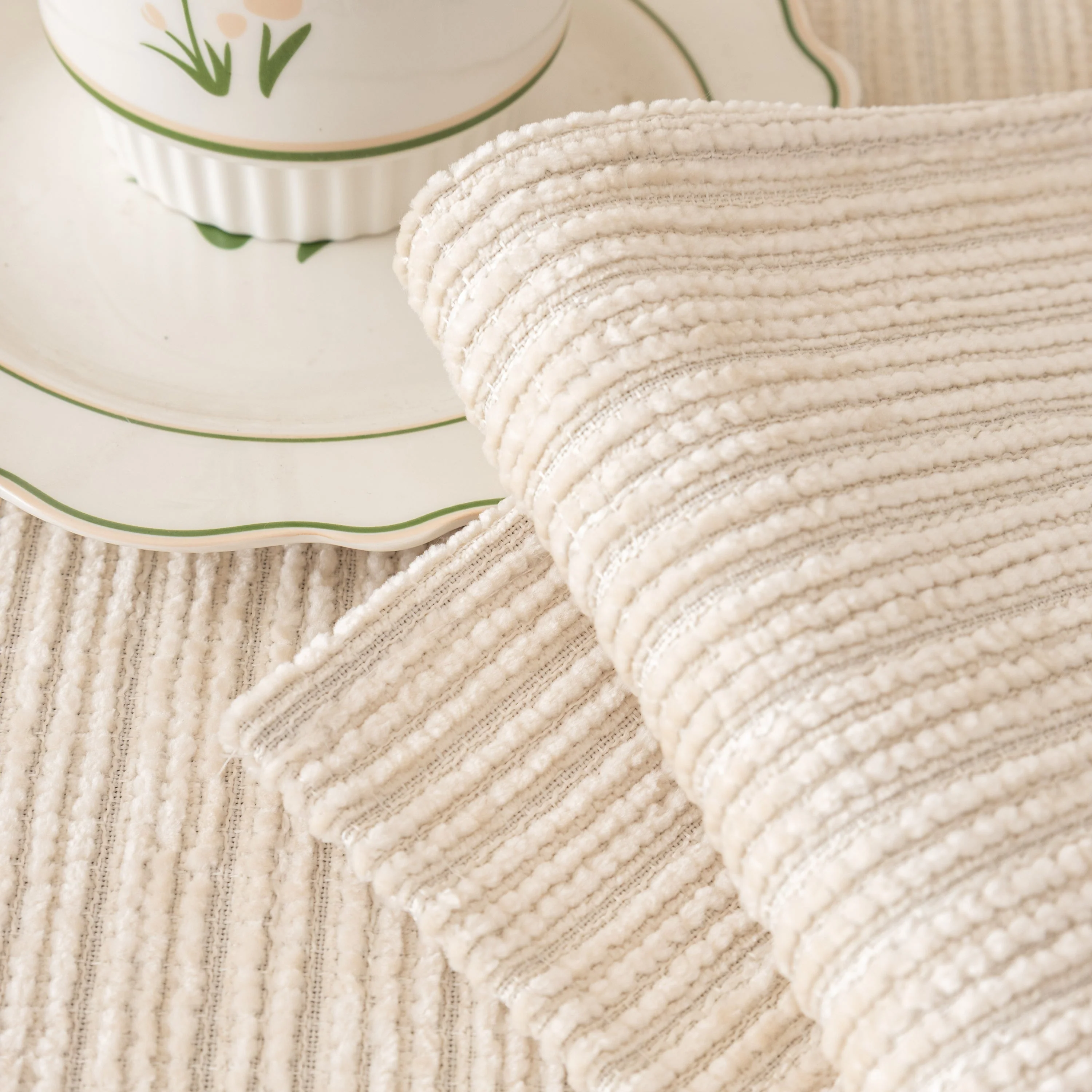 Plush Solid Color Striped L-Shaped Sofa Slipcovers, Washable Non-Slip Textured Furniture Covers - Image 7