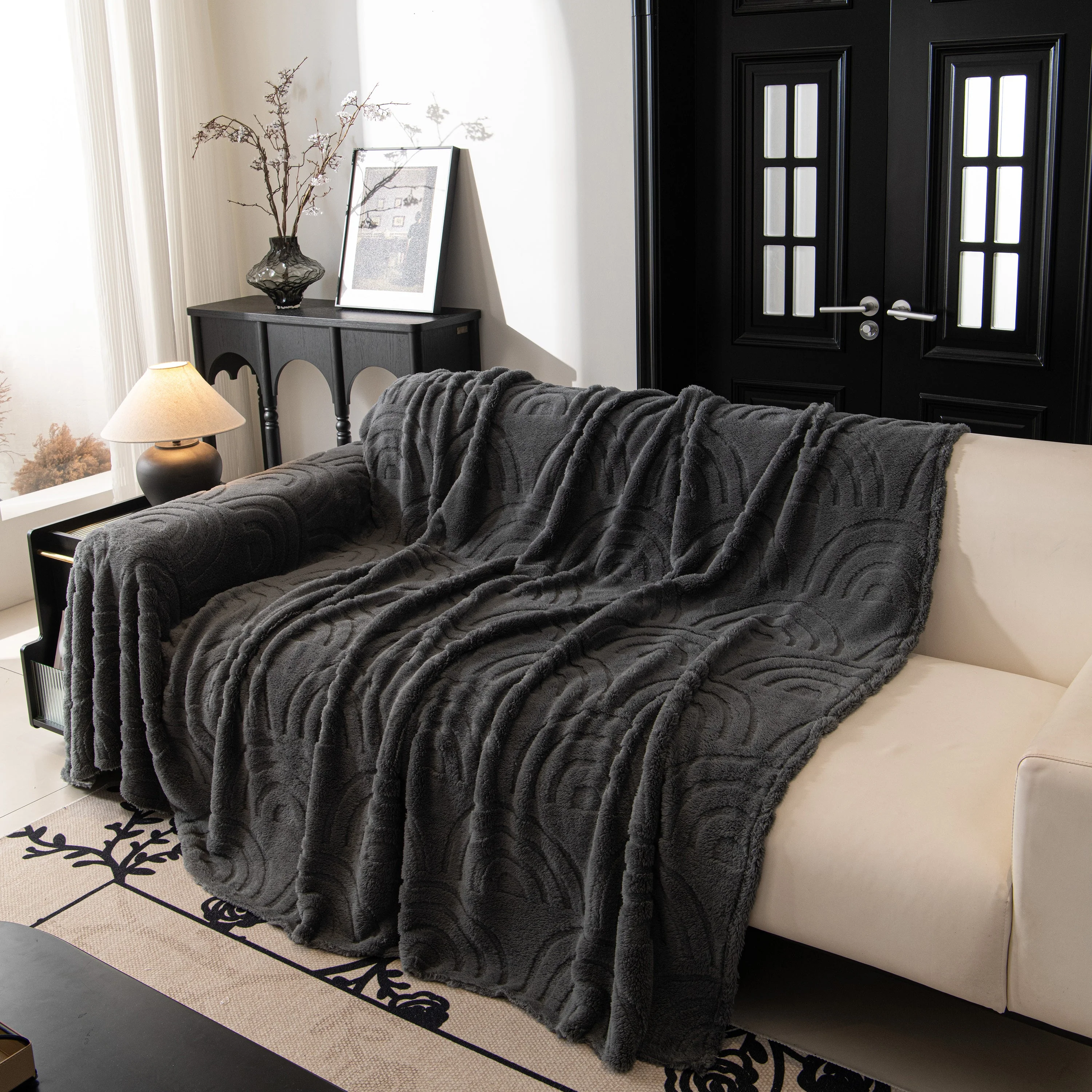 Plush Warm Decor Couch Cover Soft Jacquard Fleece Throw Blankets for Bed Couch Sofa Chair - Image 6