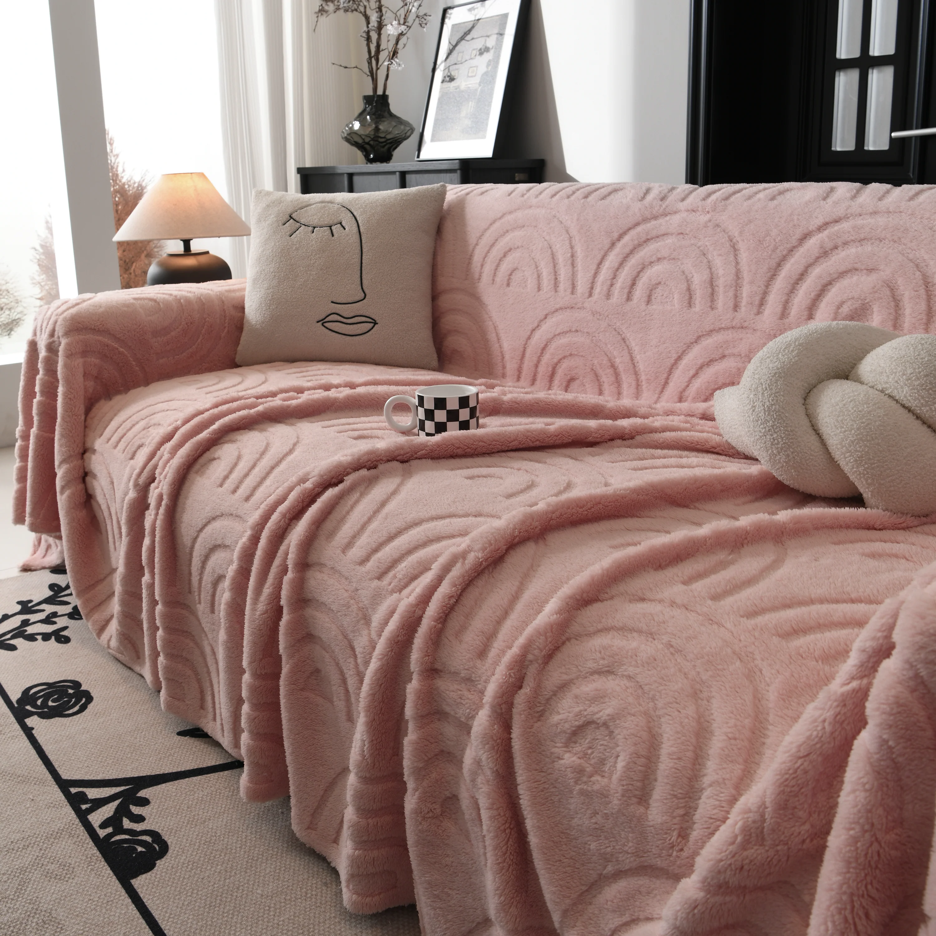 Plush Warm Decor Couch Cover Soft Jacquard Fleece Throw Blankets for Bed Couch Sofa Chair - Image 60