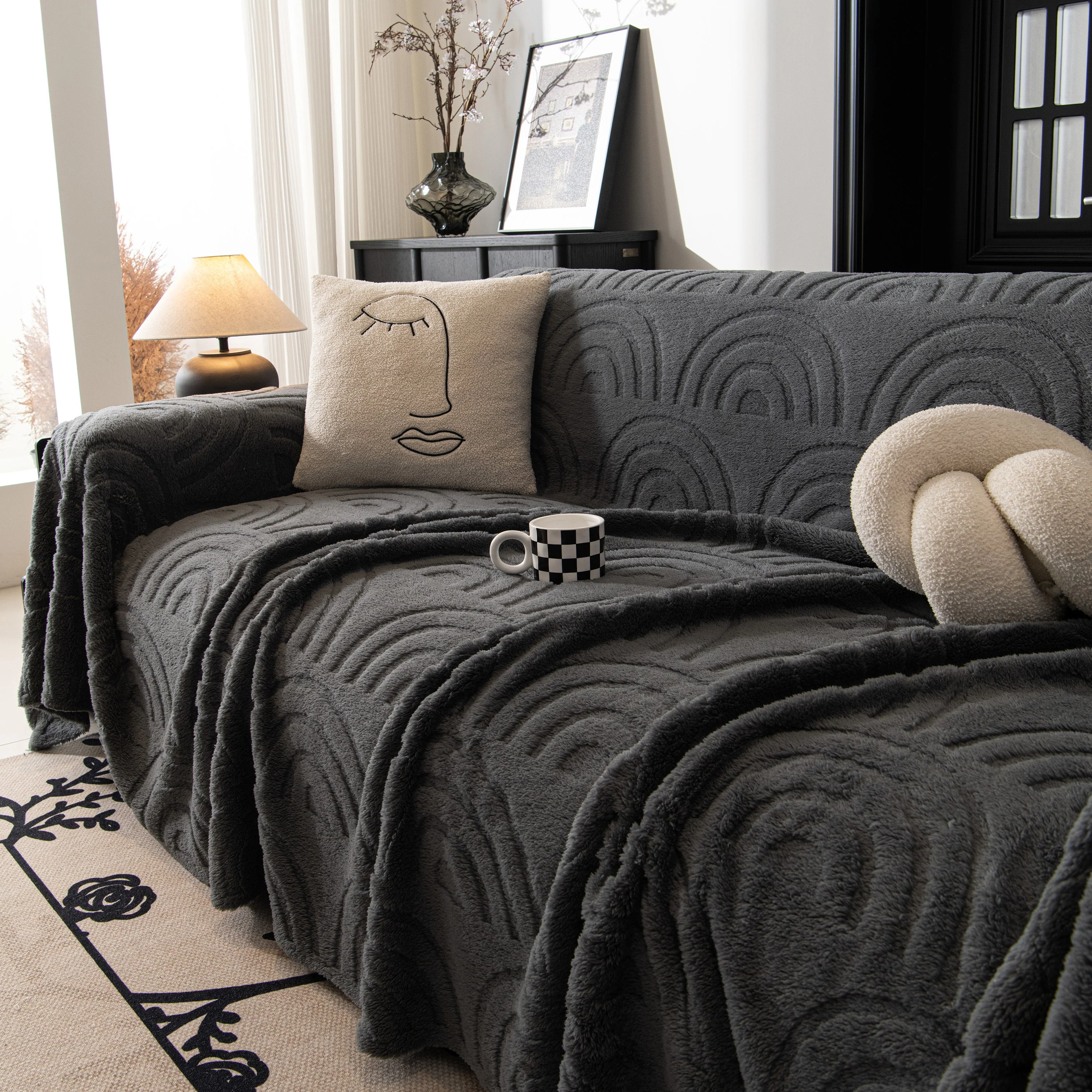 Plush Warm Decor Couch Cover Soft Jacquard Fleece Throw Blankets for Bed Couch Sofa Chair - Image 7