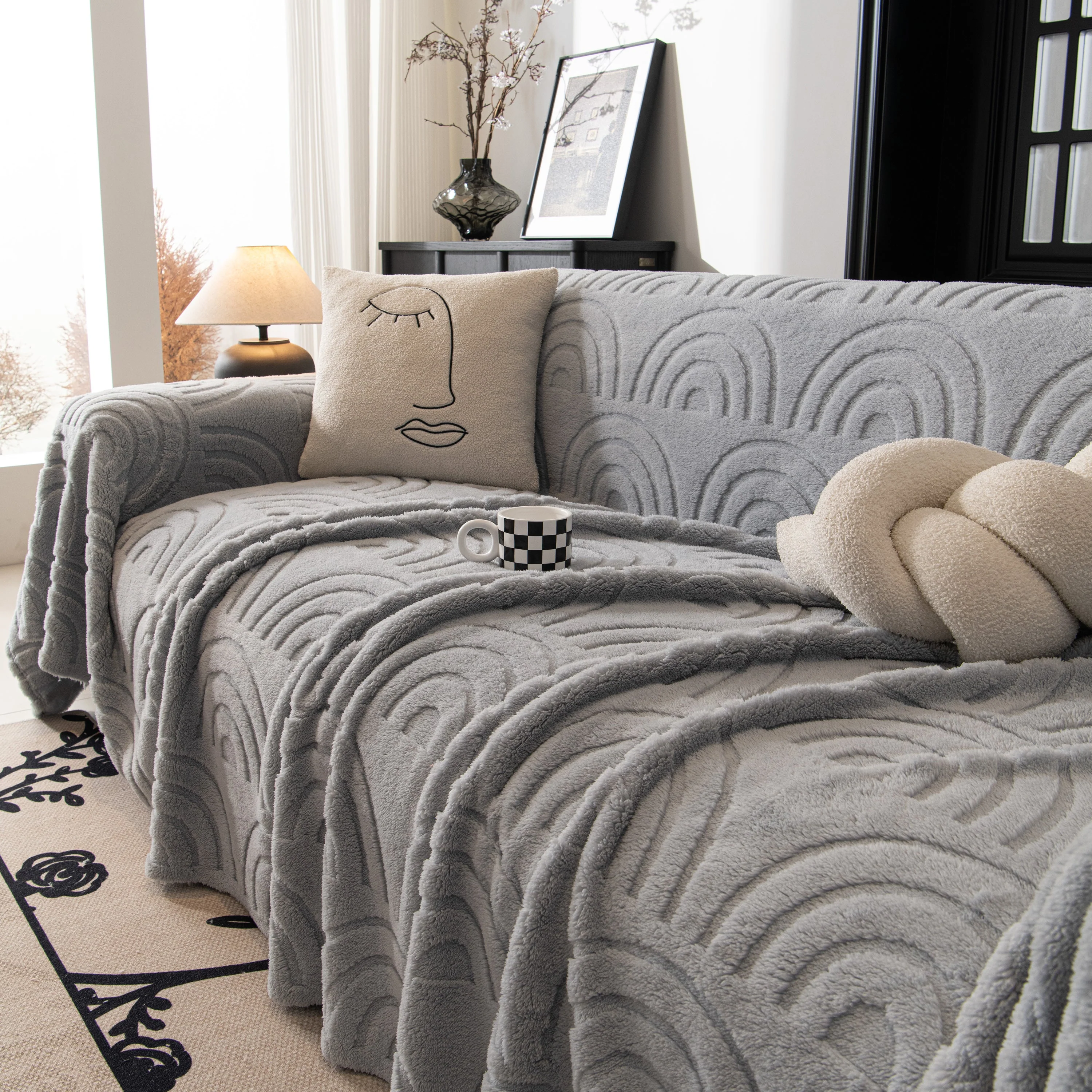 Plush Warm Decor Couch Cover Soft Jacquard Fleece Throw Blankets for Bed Couch Sofa Chair - Image 83