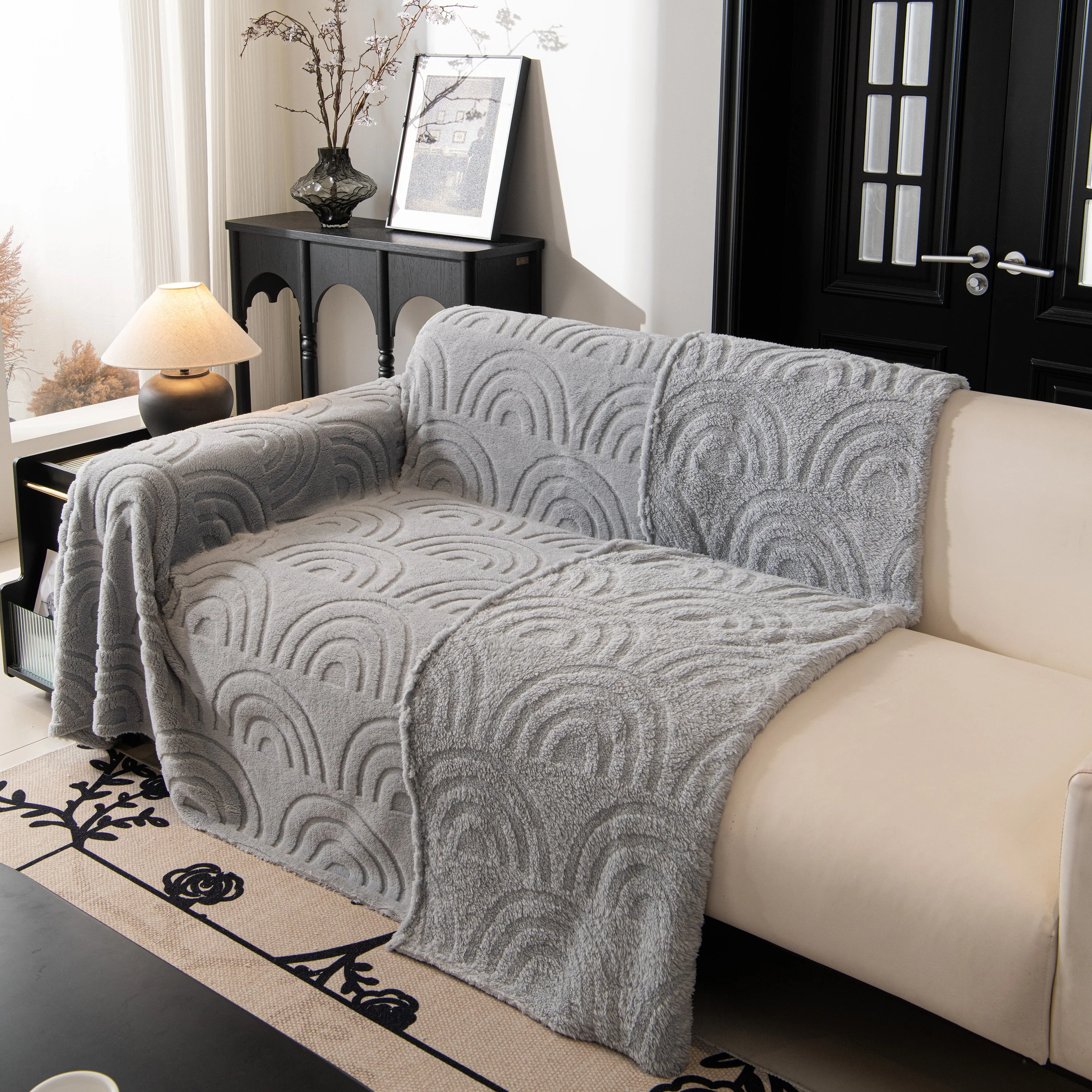 Plush Warm Decor Couch Cover Soft Jacquard Fleece Throw Blankets for Bed Couch Sofa Chair - Image 85