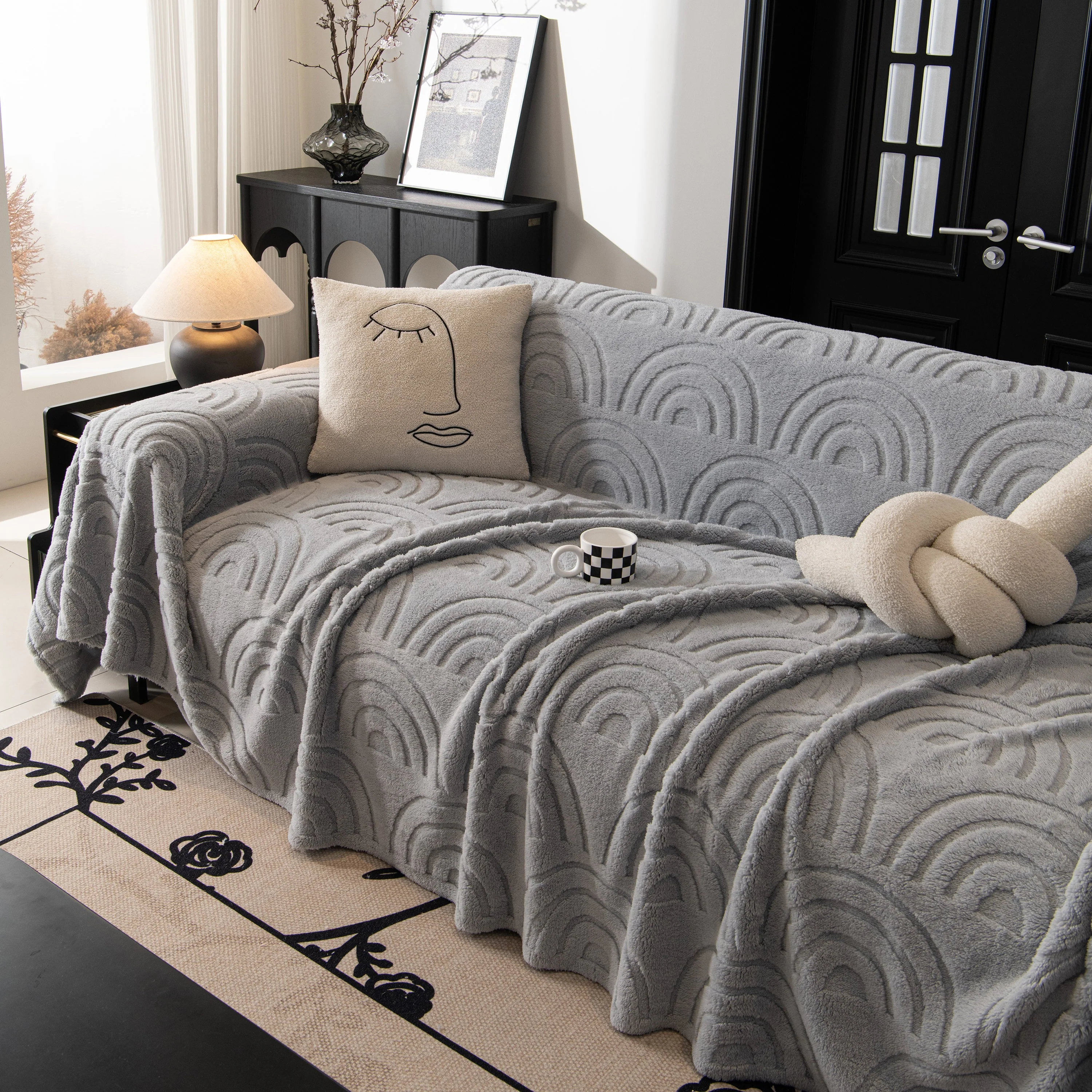 Plush Warm Decor Couch Cover Soft Jacquard Fleece Throw Blankets for Bed Couch Sofa Chair - Image 86