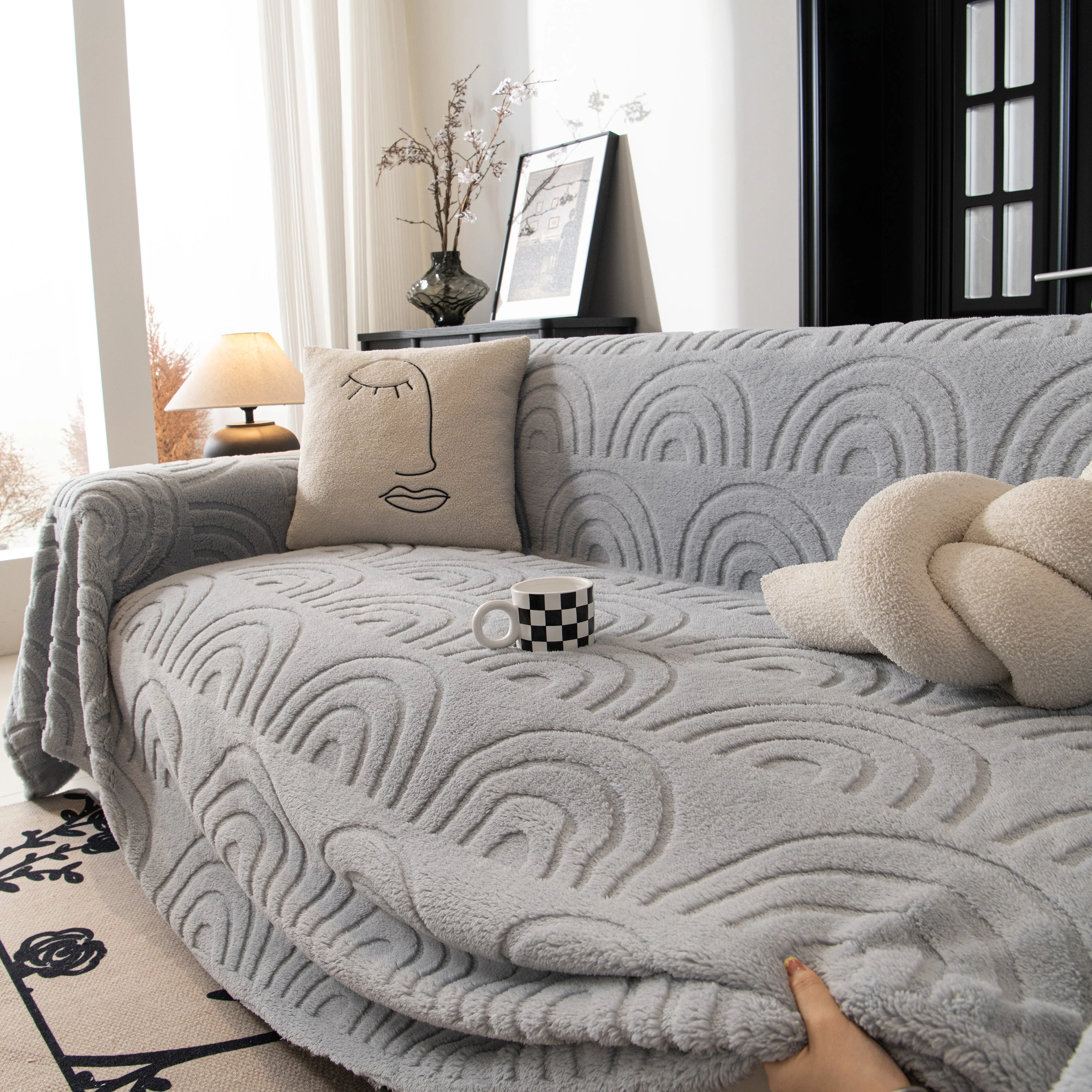 Plush Warm Decor Couch Cover Soft Jacquard Fleece Throw Blankets for Bed Couch Sofa Chair - Image 88