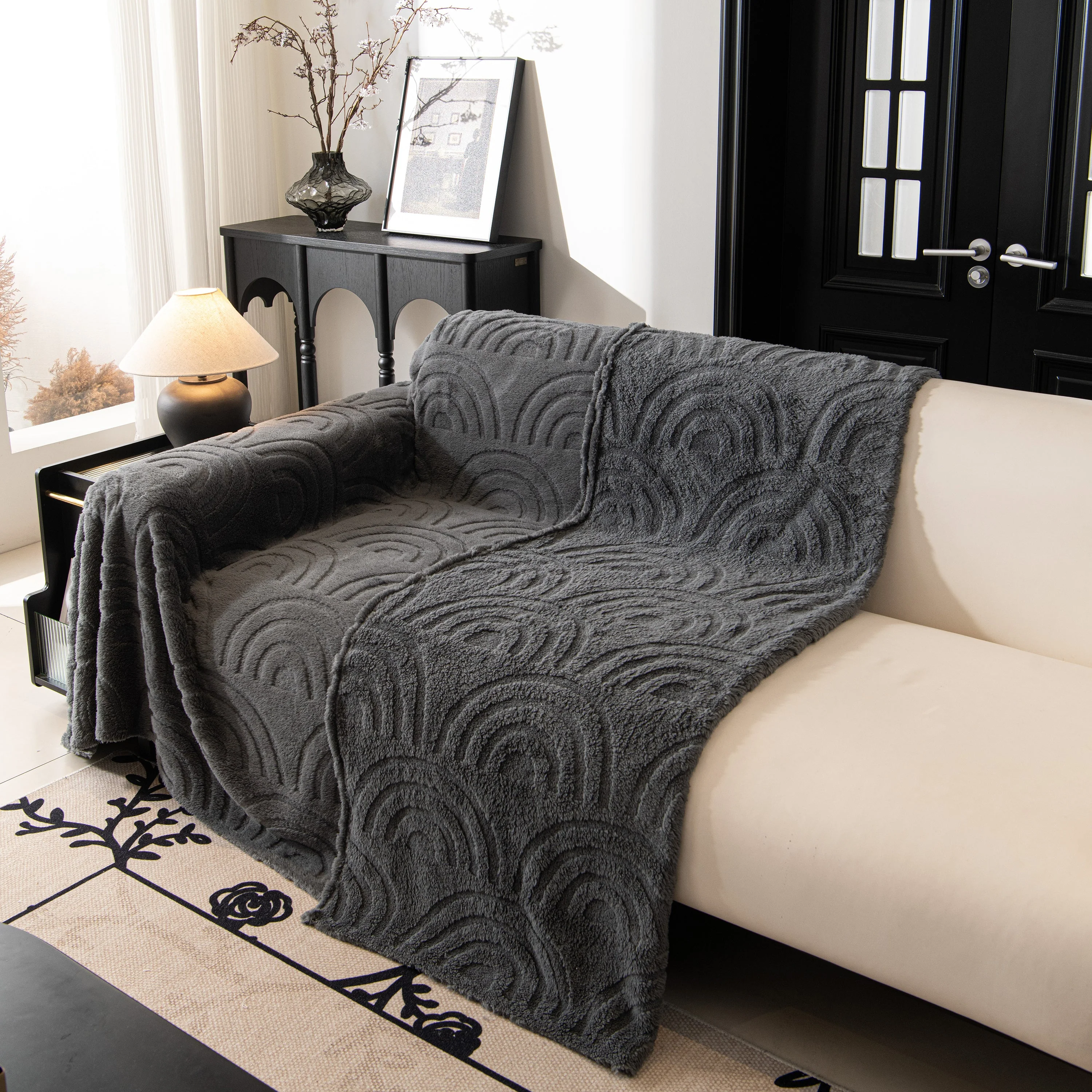 Plush Warm Decor Couch Cover Soft Jacquard Fleece Throw Blankets for Bed Couch Sofa Chair - Image 9