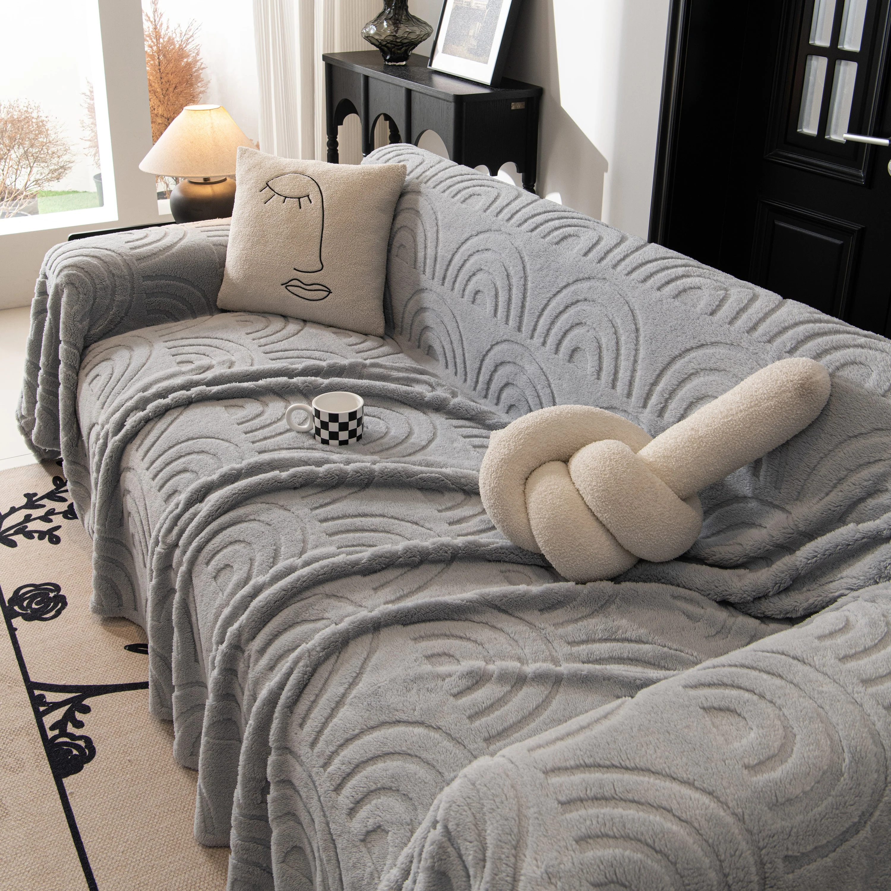 Plush Warm Decor Couch Cover Soft Jacquard Fleece Throw Blankets for Bed Couch Sofa Chair - Image 92