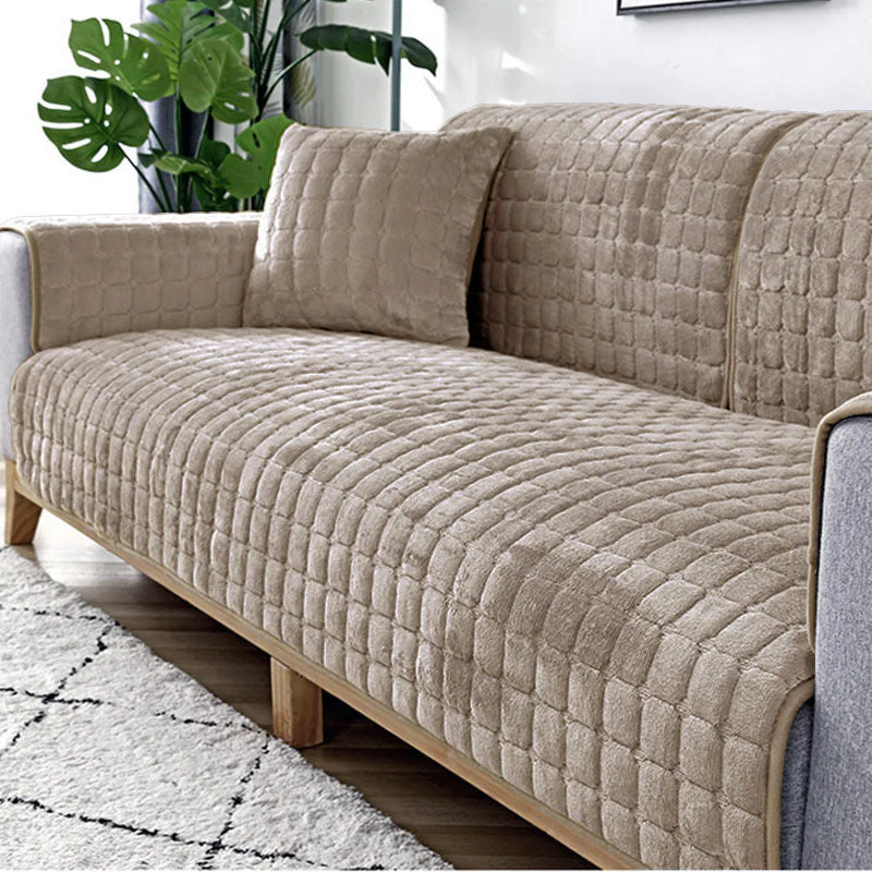 Plush Winter Thick Non-Slip Flannel Sofa Cushion, Universal Sofa Towel Decoration Cover - Image 2