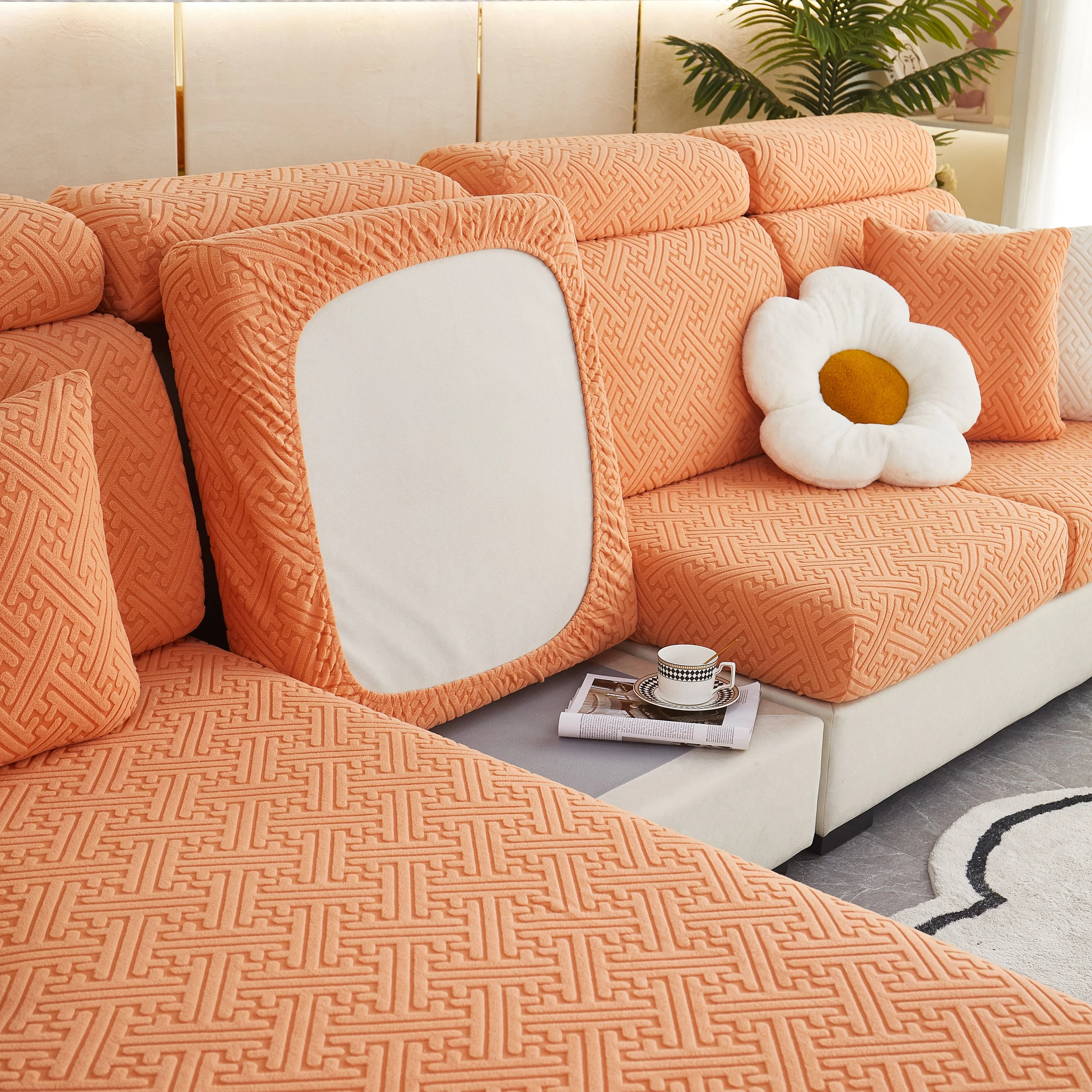 Polar Fleece Couch Cushion Covers, Stretch Sofa Seat Cushion Covers, Elastic Furniture Protector for Pets, Kid - Image 102