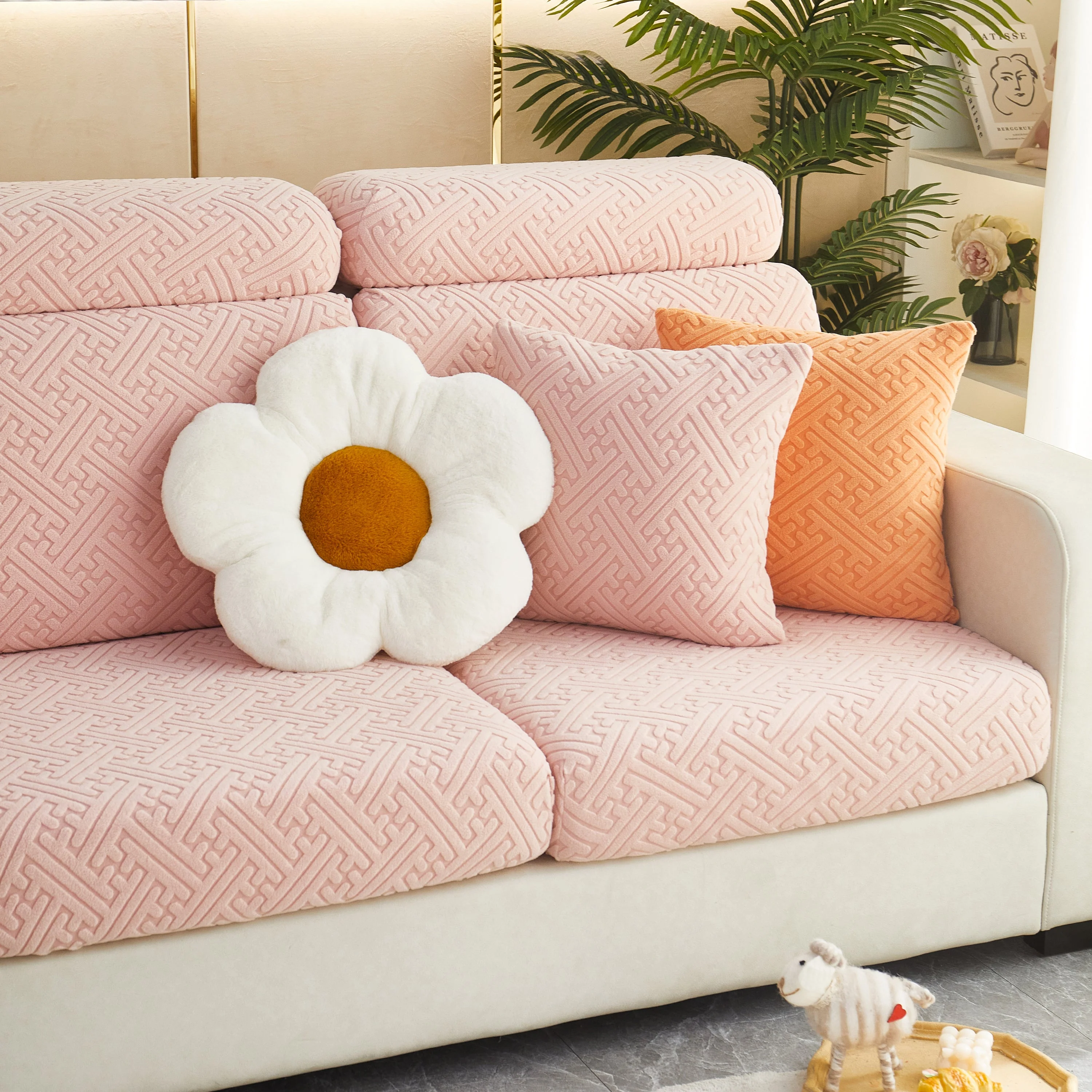 Polar Fleece Couch Cushion Covers, Stretch Sofa Seat Cushion Covers, Elastic Furniture Protector for Pets, Kid - Image 108
