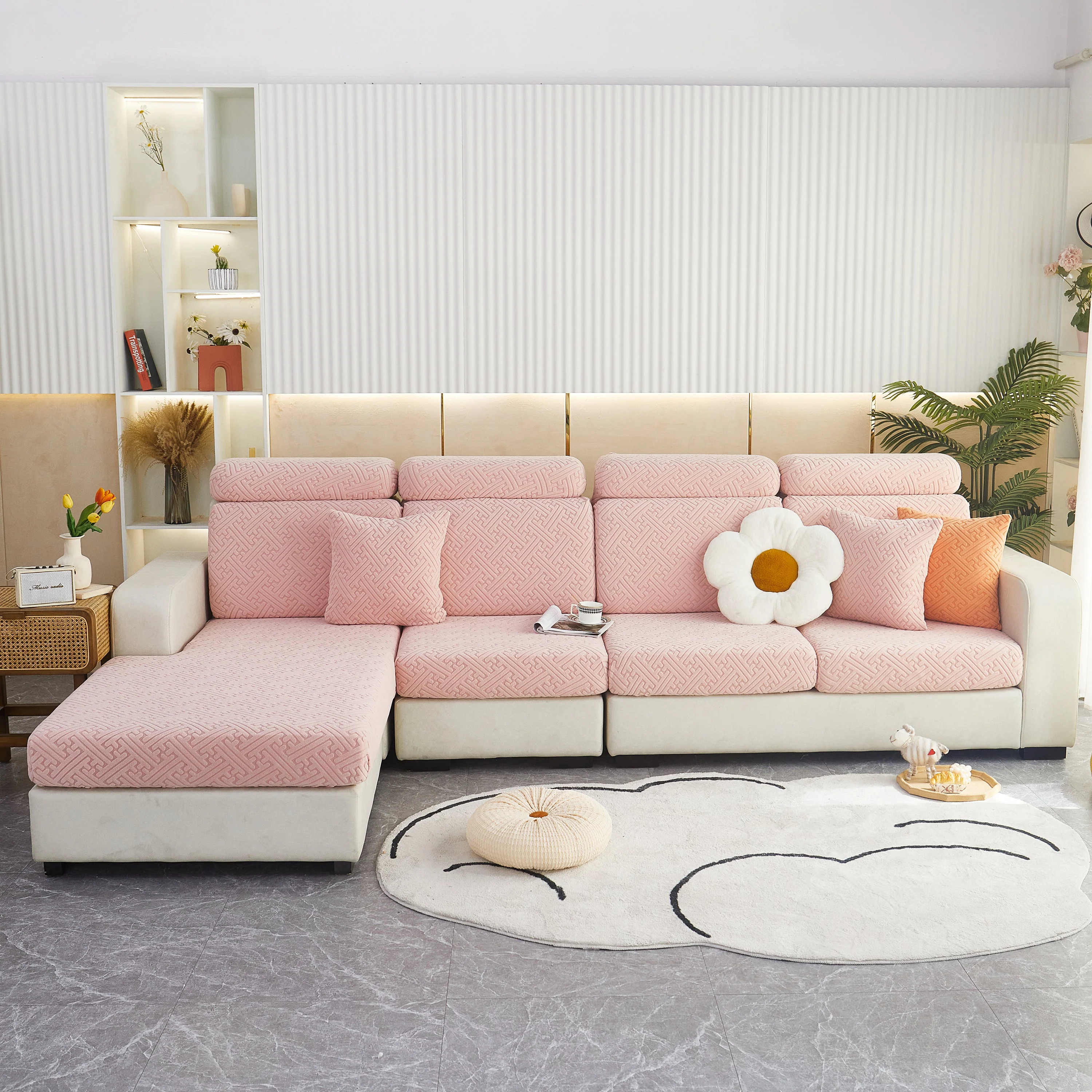 Polar Fleece Couch Cushion Covers, Stretch Sofa Seat Cushion Covers, Elastic Furniture Protector for Pets, Kid - Image 109