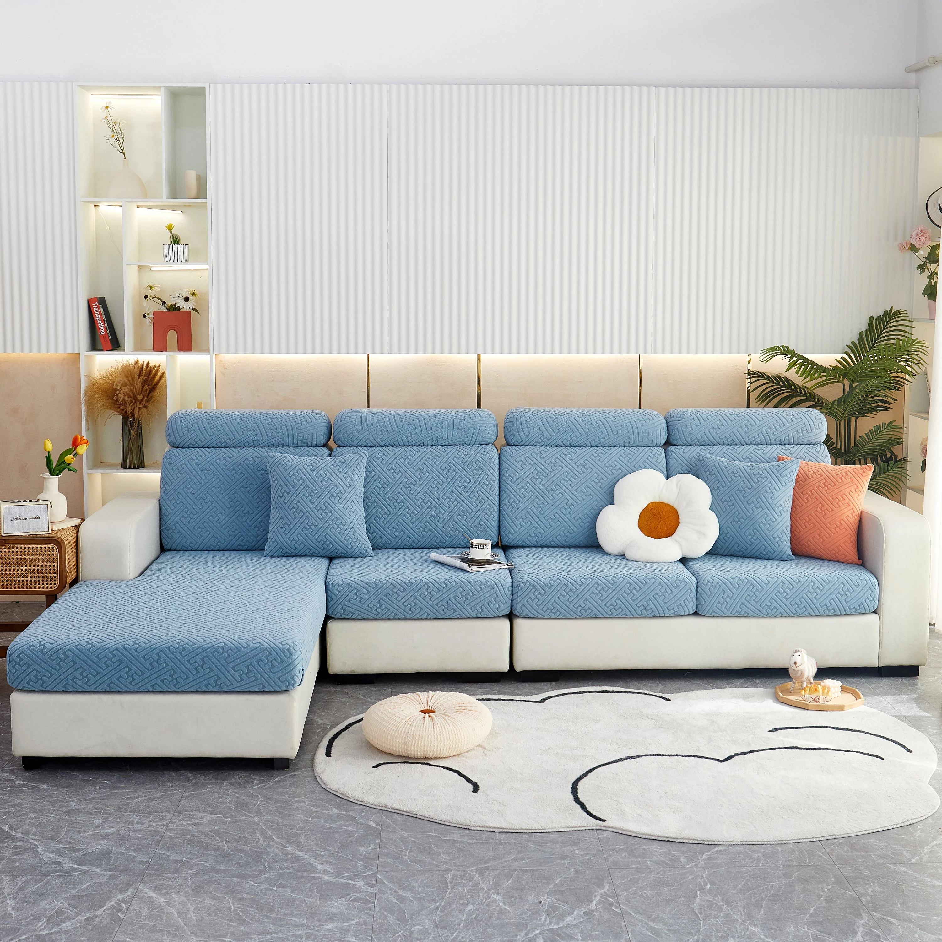 Polar Fleece Couch Cushion Covers, Stretch Sofa Seat Cushion Covers, Elastic Furniture Protector for Pets, Kid - Image 11