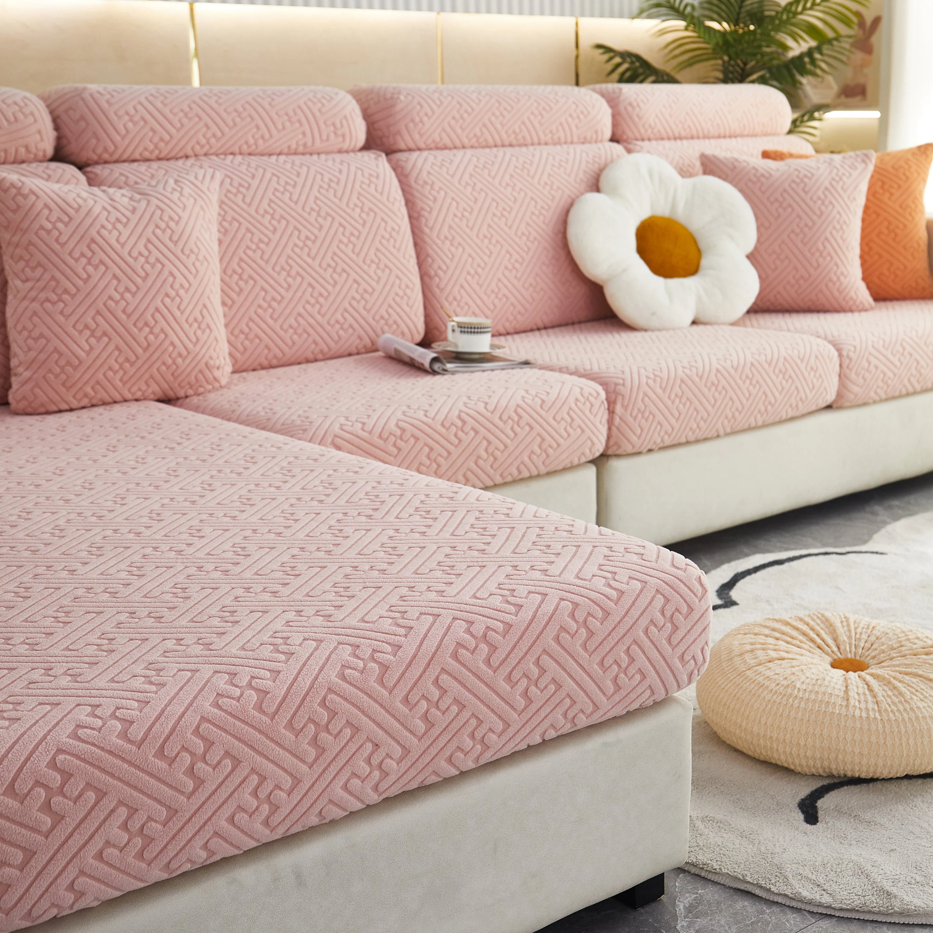Polar Fleece Couch Cushion Covers, Stretch Sofa Seat Cushion Covers, Elastic Furniture Protector for Pets, Kid - Image 110