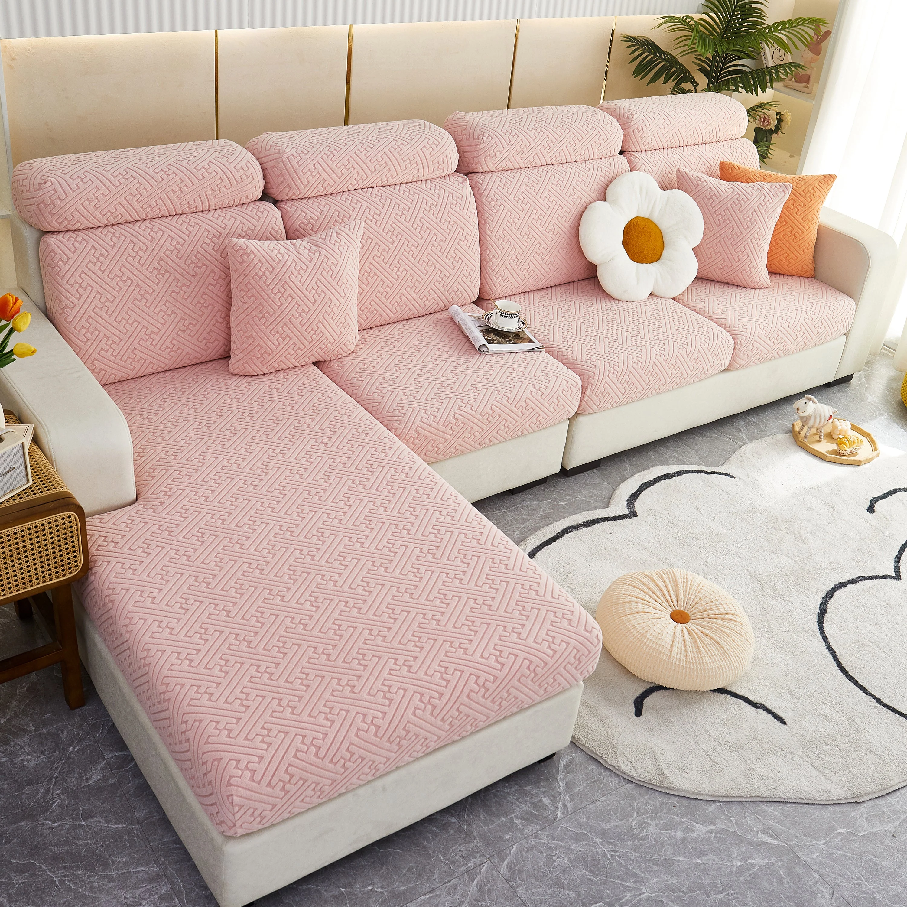 Polar Fleece Couch Cushion Covers, Stretch Sofa Seat Cushion Covers, Elastic Furniture Protector for Pets, Kid - Image 111
