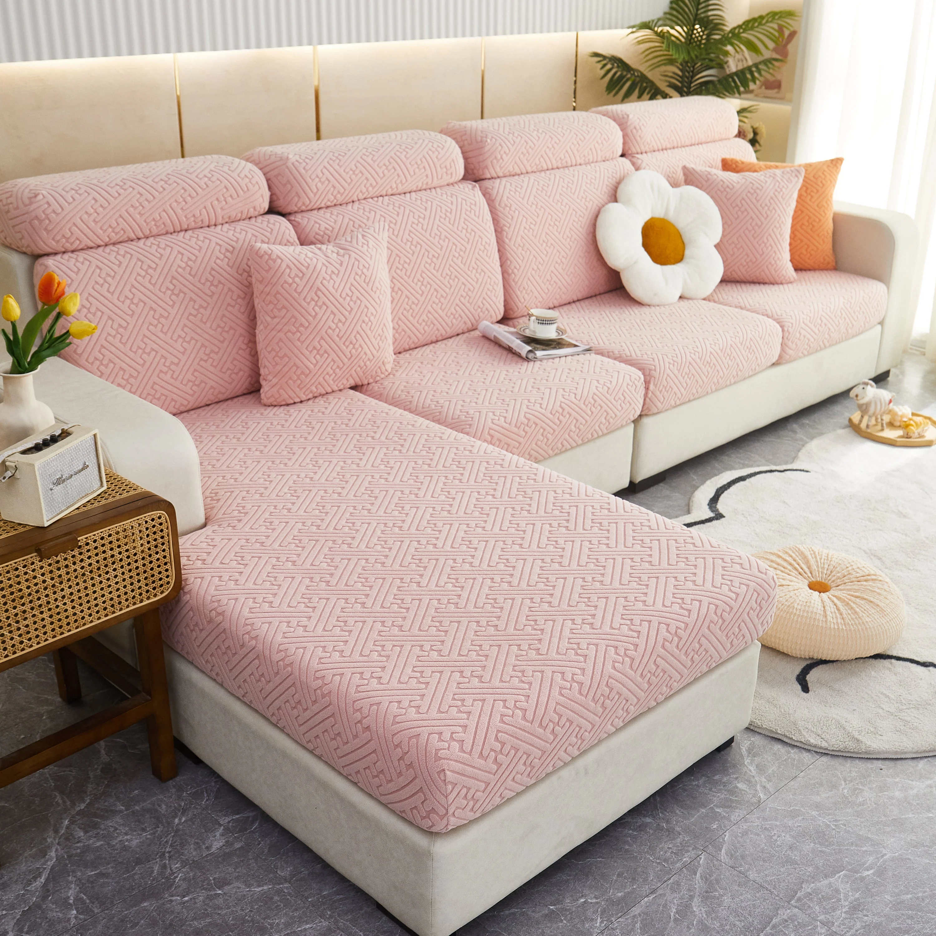 Polar Fleece Couch Cushion Covers, Stretch Sofa Seat Cushion Covers, Elastic Furniture Protector for Pets, Kid - Image 112