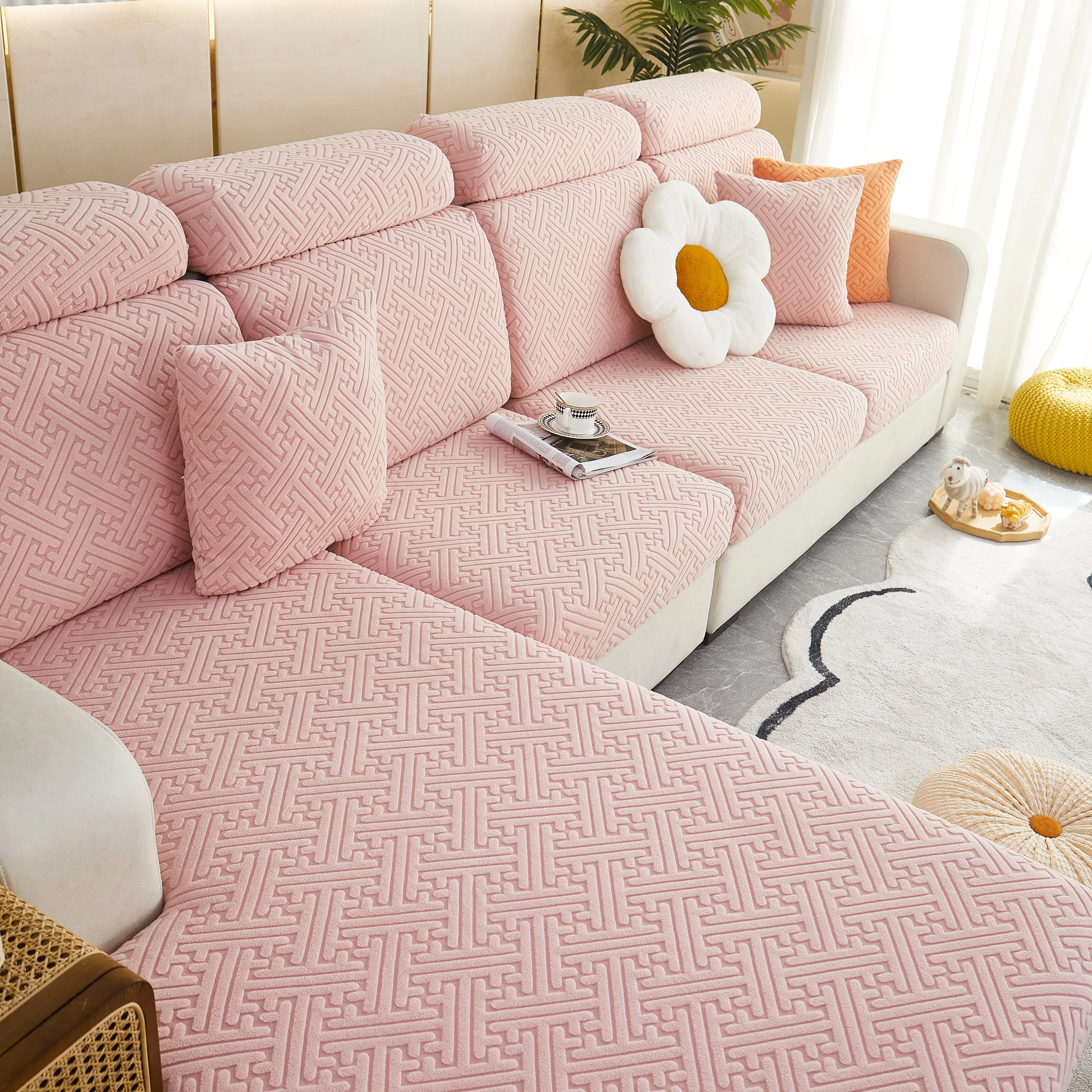 Polar Fleece Couch Cushion Covers, Stretch Sofa Seat Cushion Covers, Elastic Furniture Protector for Pets, Kid - Image 113