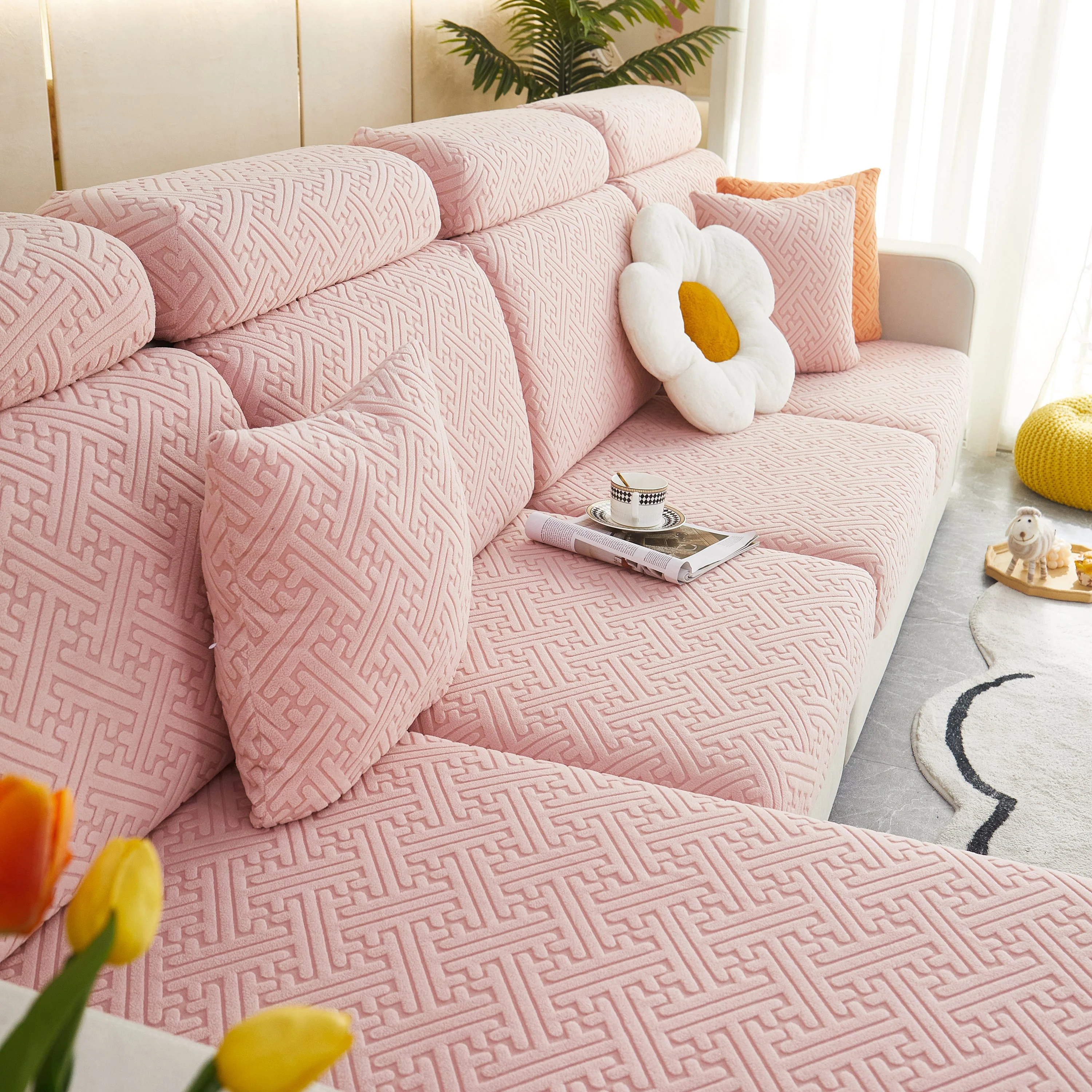 Polar Fleece Couch Cushion Covers, Stretch Sofa Seat Cushion Covers, Elastic Furniture Protector for Pets, Kid - Image 114