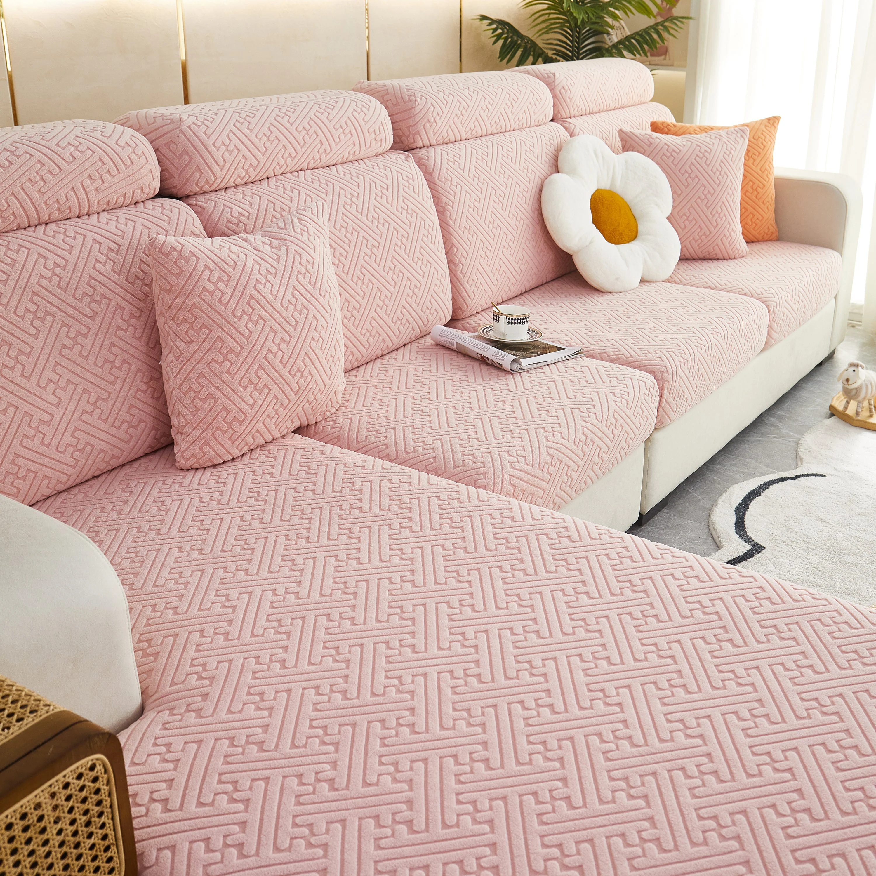 Polar Fleece Couch Cushion Covers, Stretch Sofa Seat Cushion Covers, Elastic Furniture Protector for Pets, Kid - Image 115
