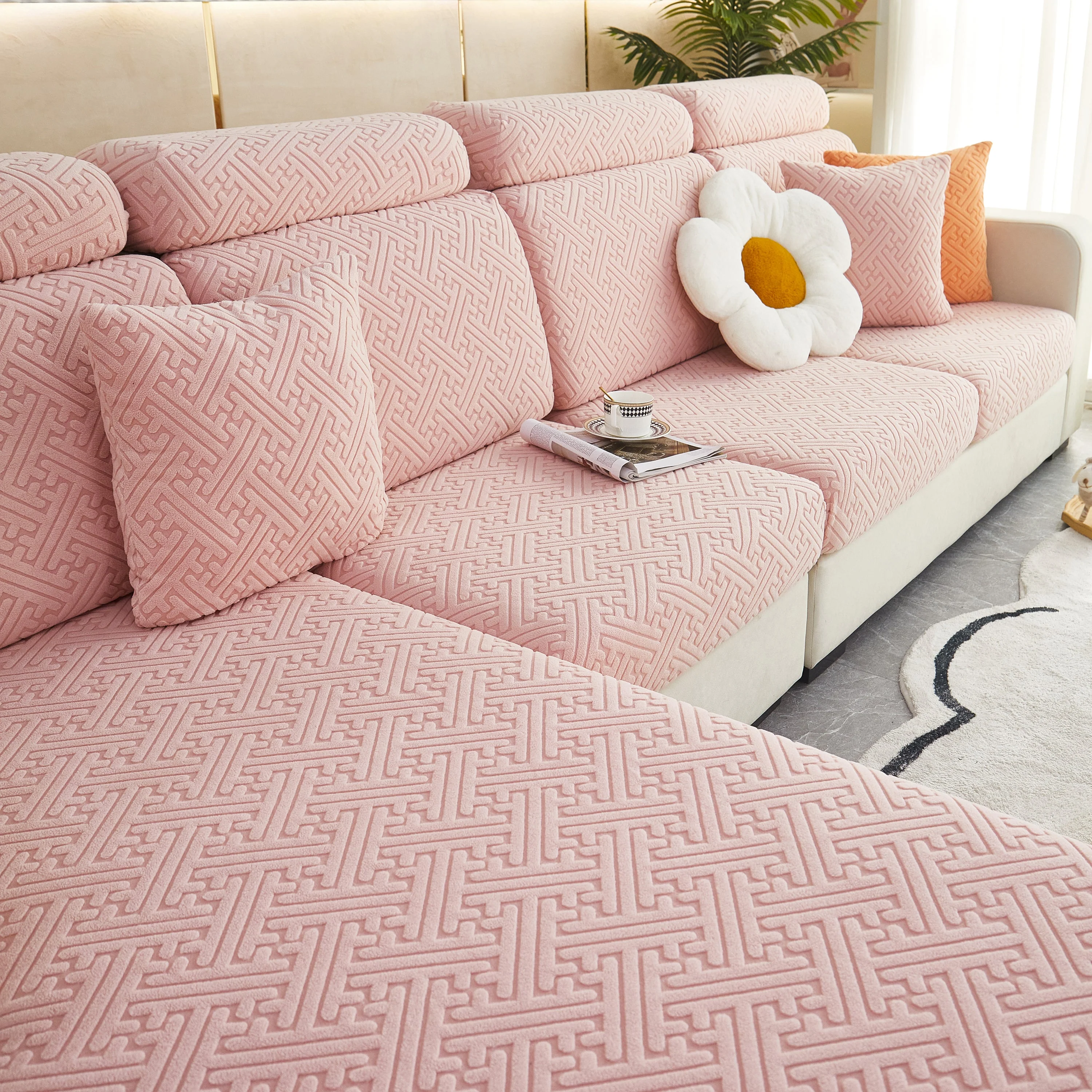 Polar Fleece Couch Cushion Covers, Stretch Sofa Seat Cushion Covers, Elastic Furniture Protector for Pets, Kid - Image 116