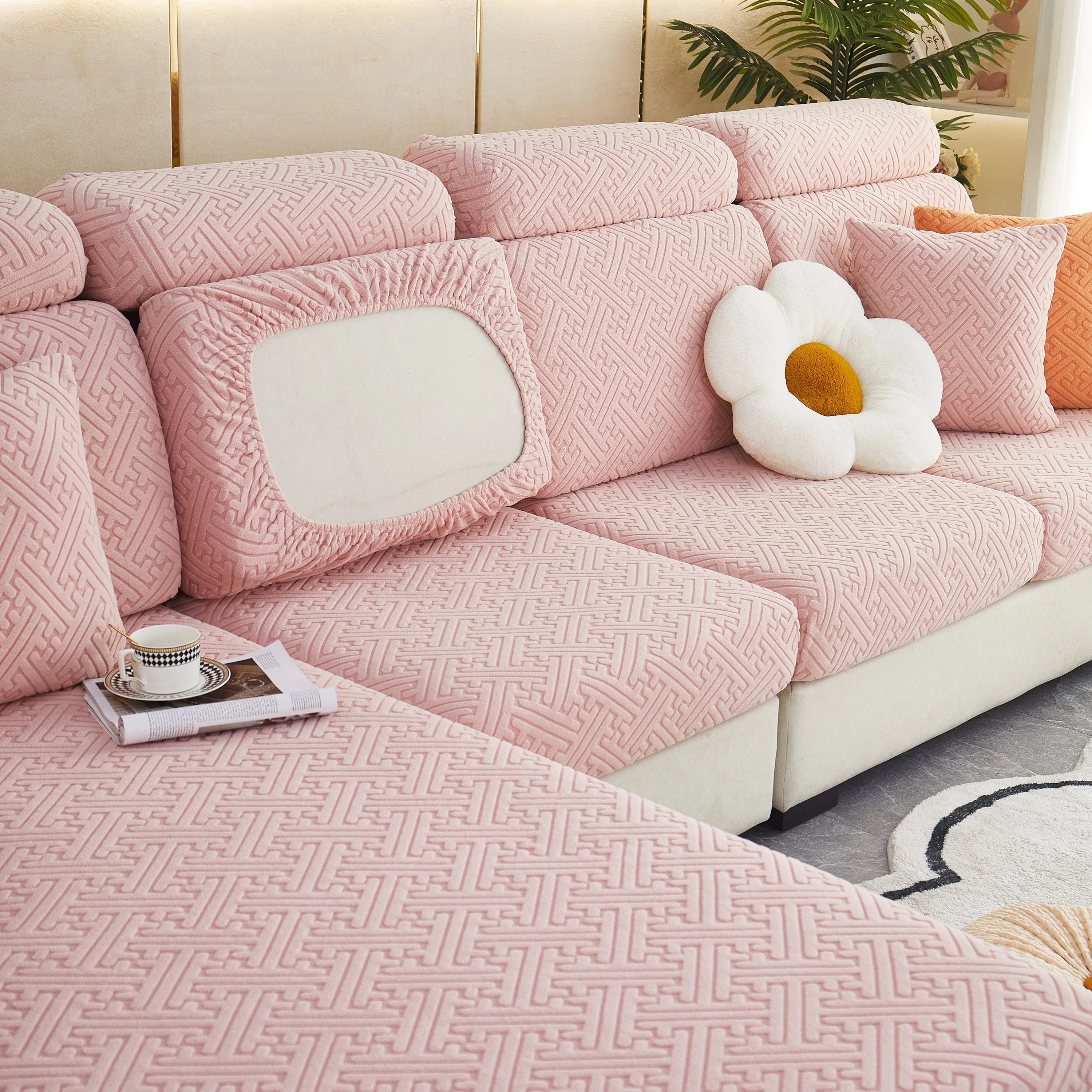Polar Fleece Couch Cushion Covers, Stretch Sofa Seat Cushion Covers, Elastic Furniture Protector for Pets, Kid - Image 118