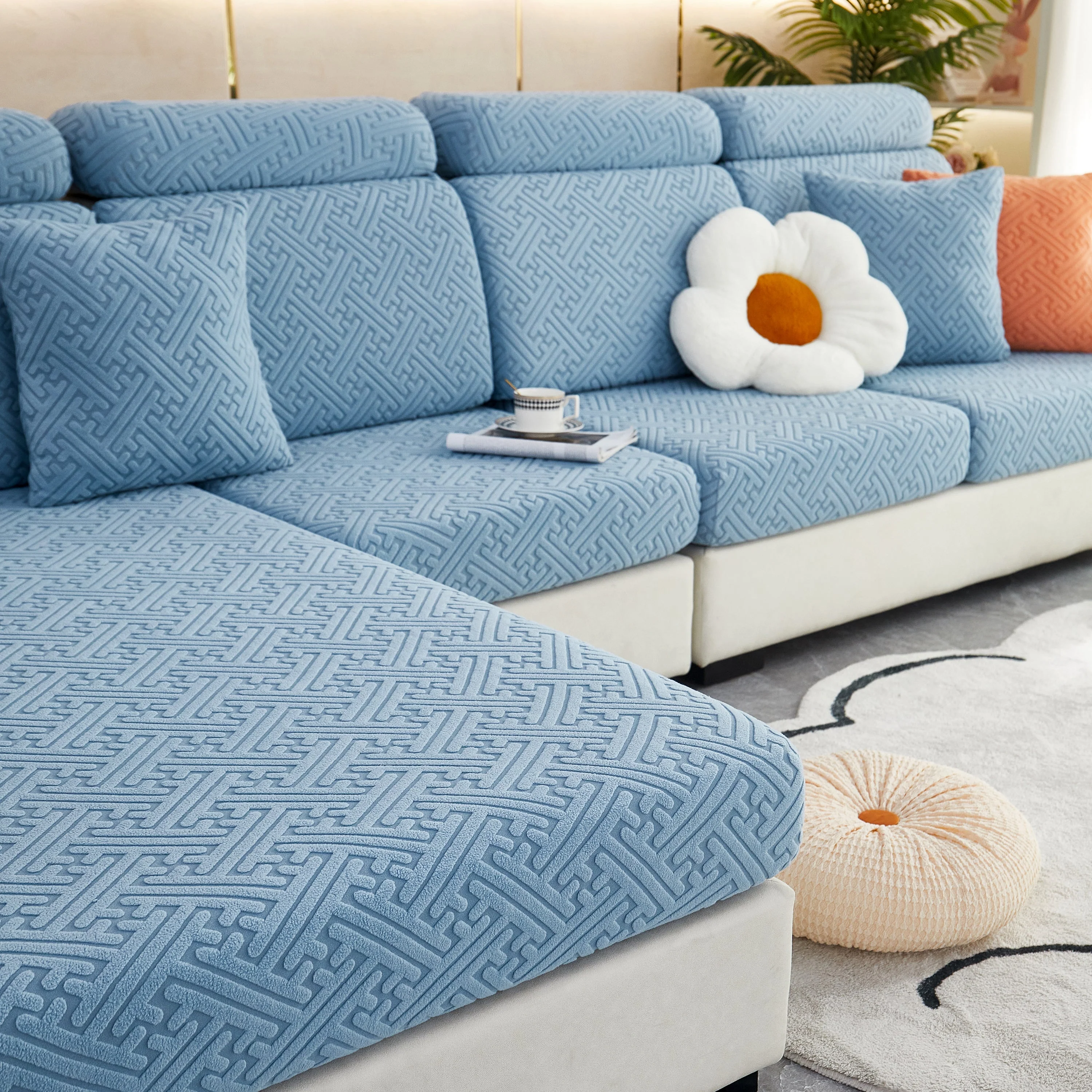 Polar Fleece Couch Cushion Covers, Stretch Sofa Seat Cushion Covers, Elastic Furniture Protector for Pets, Kid - Image 12