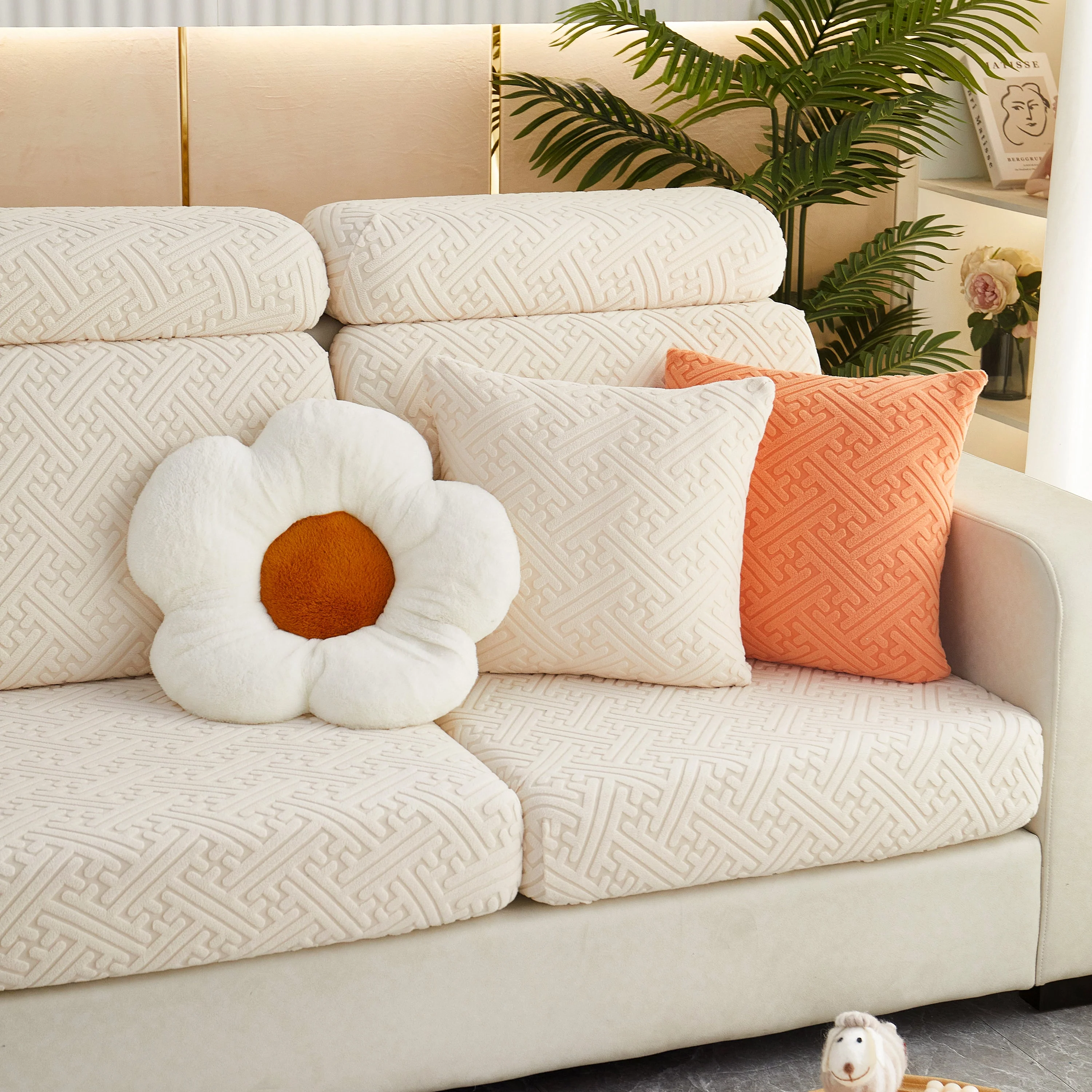 Polar Fleece Couch Cushion Covers, Stretch Sofa Seat Cushion Covers, Elastic Furniture Protector for Pets, Kid - Image 126
