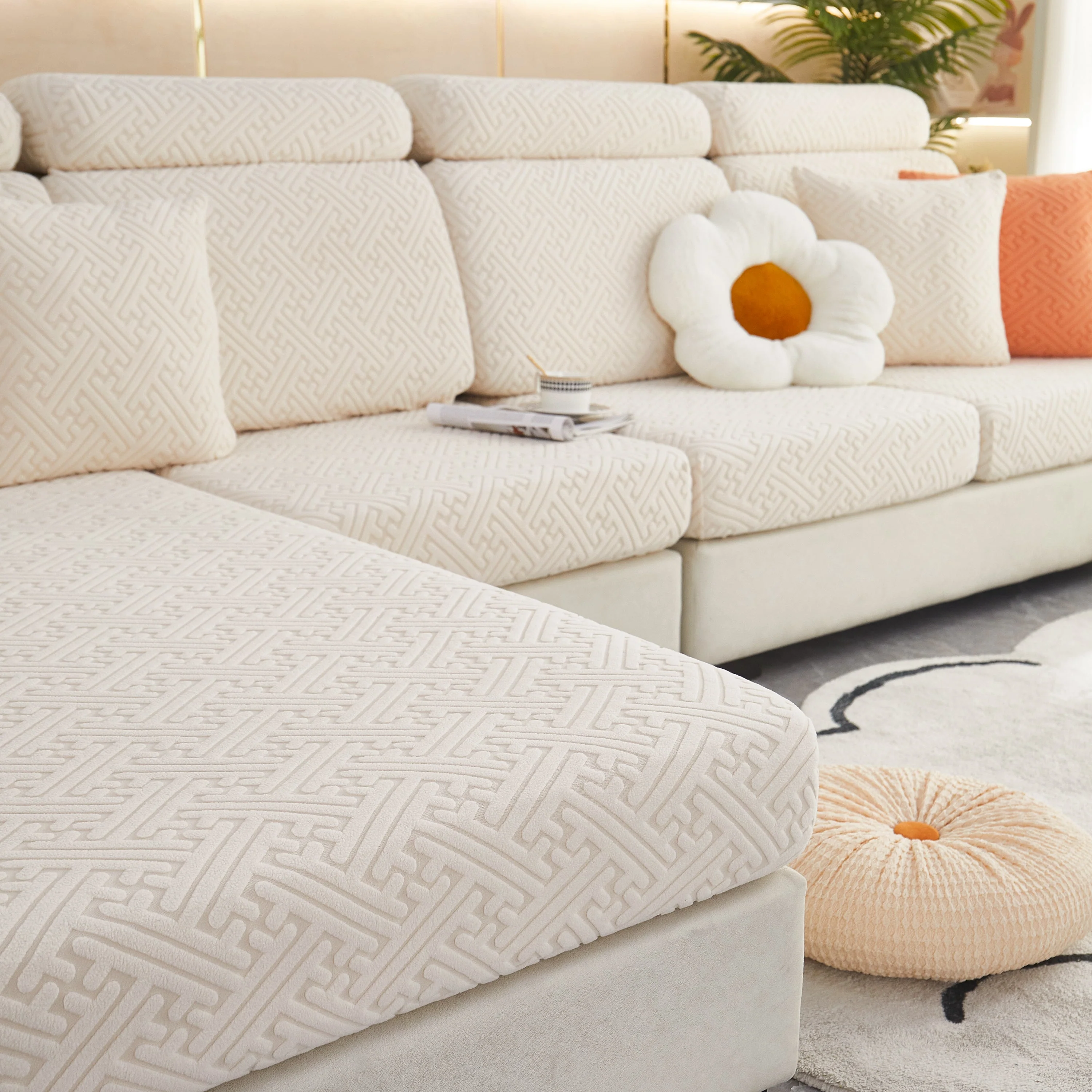 Polar Fleece Couch Cushion Covers, Stretch Sofa Seat Cushion Covers, Elastic Furniture Protector for Pets, Kid - Image 128