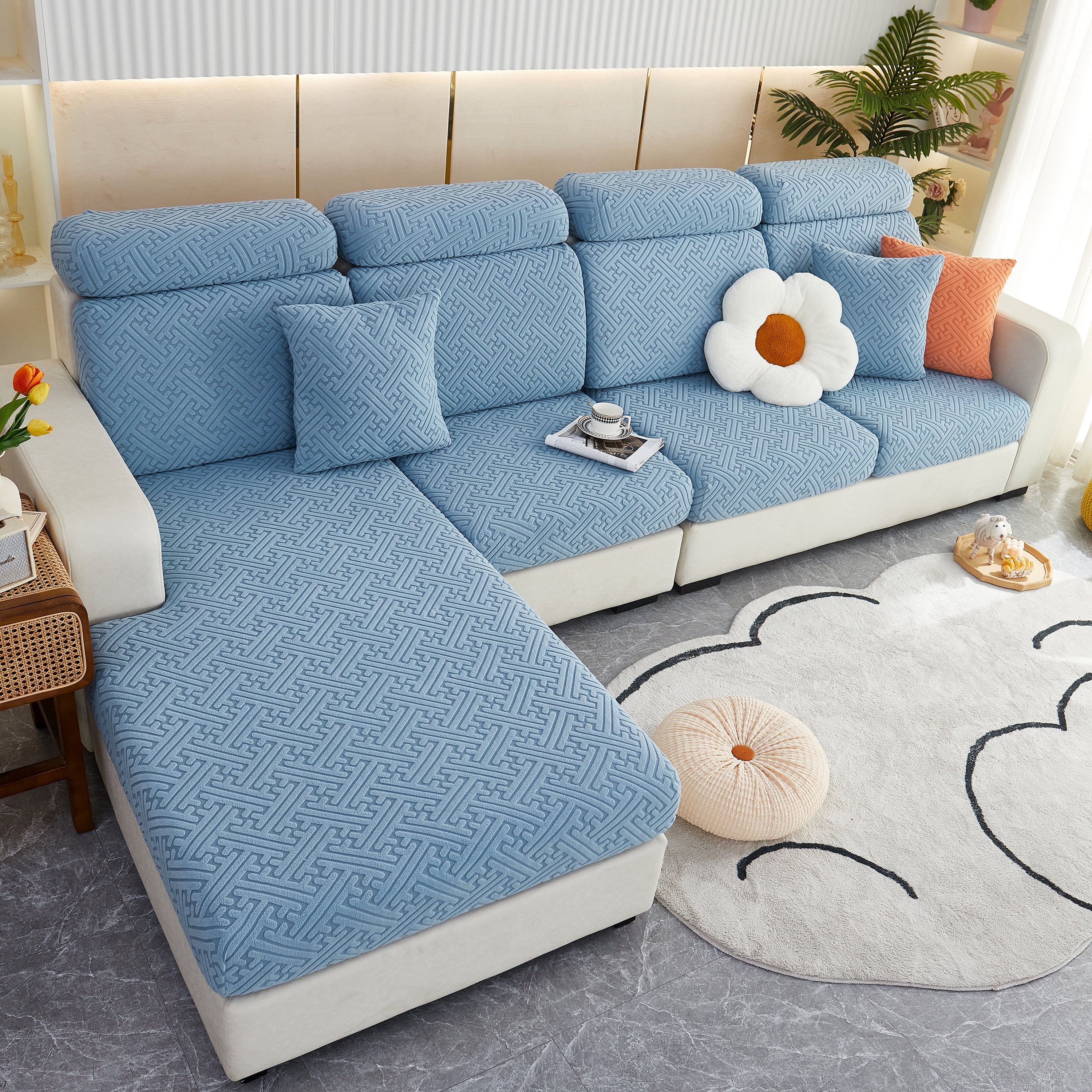 Polar Fleece Couch Cushion Covers, Stretch Sofa Seat Cushion Covers, Elastic Furniture Protector for Pets, Kid - Image 13